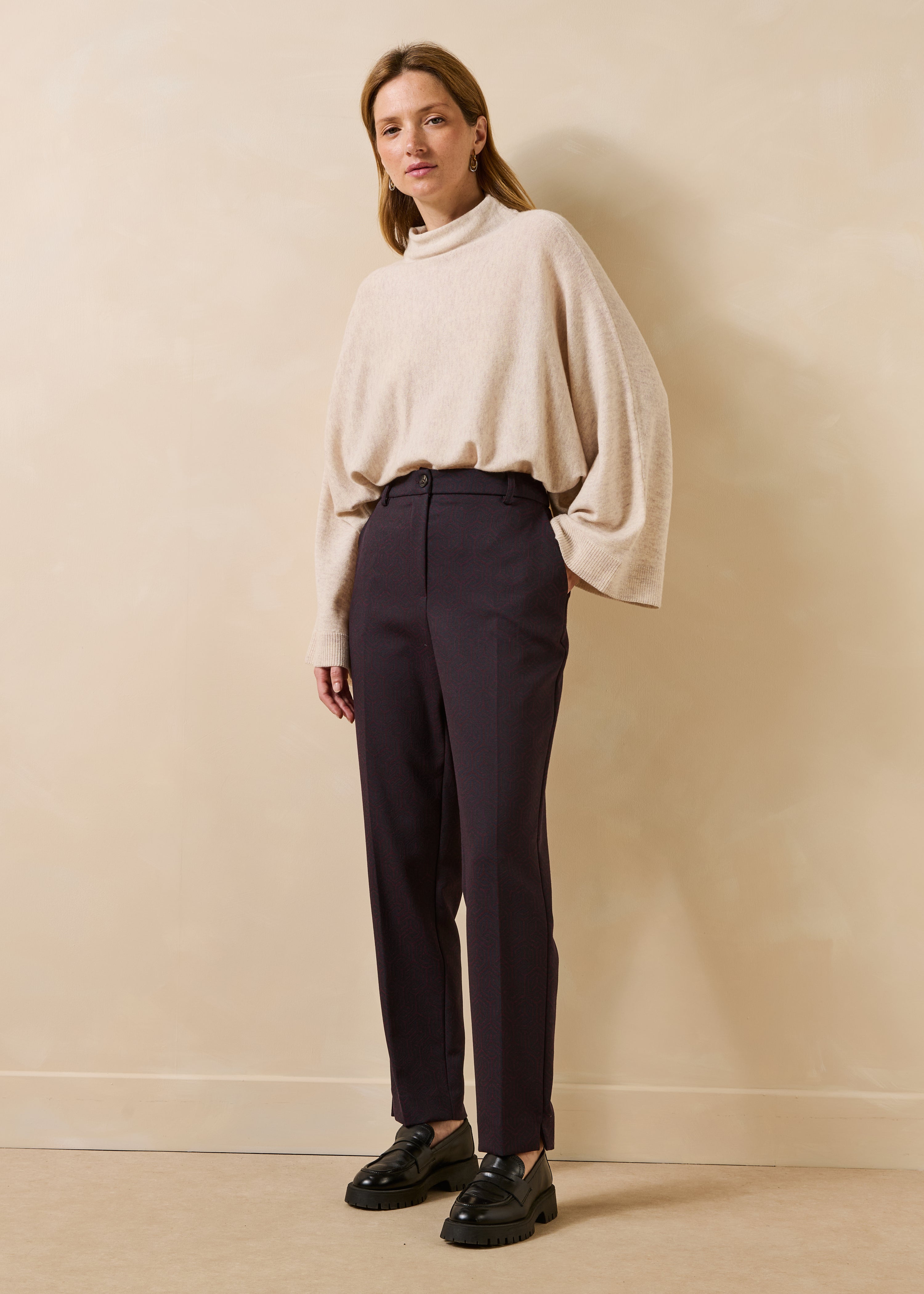 Pantalon carotte en jacquard, LA FEE MARABOUTEE