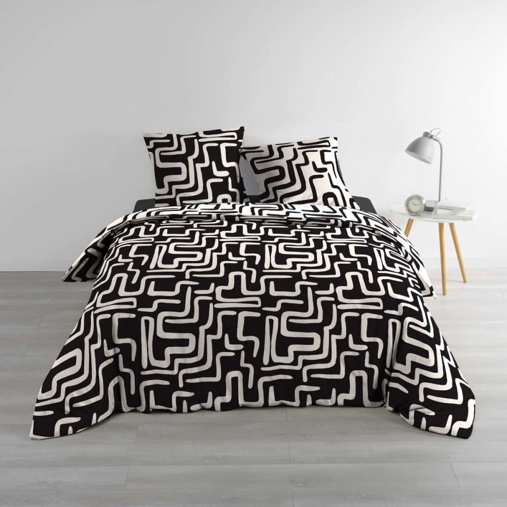 Housse de couette 100% coton finition pression + 2 taies d’oreiller, DECORATIE
