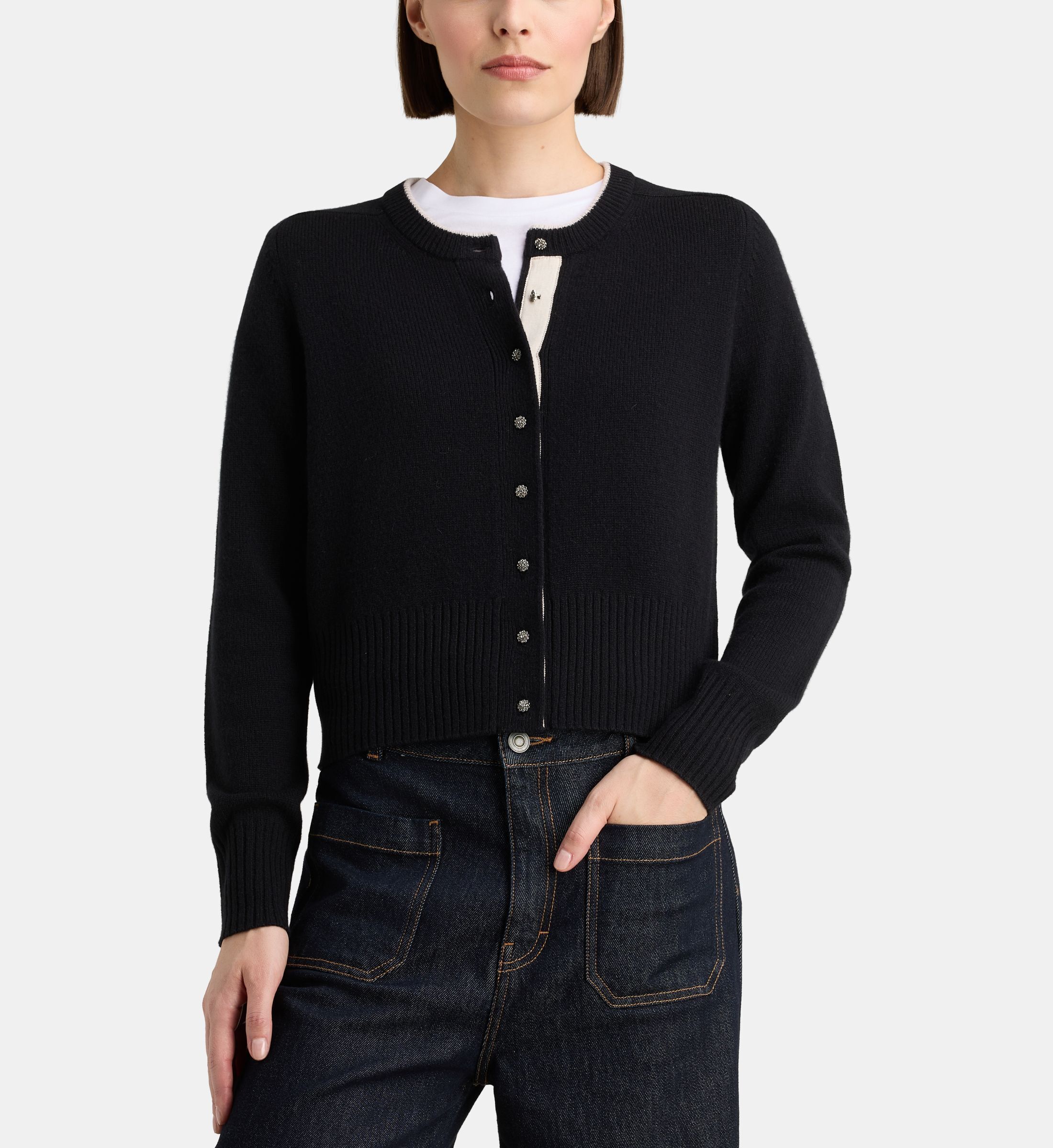 Cardigan droit zali boutons bijoux cachemire, GALERIES LAFAYETTE