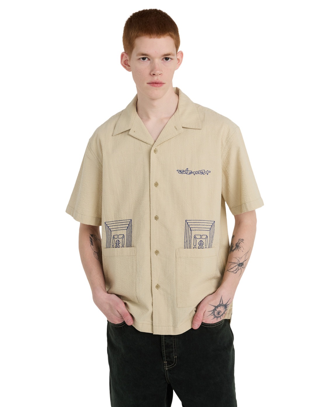 Chemise manches courtes SEERSUCKER EMBROIDERY, ELEMENT