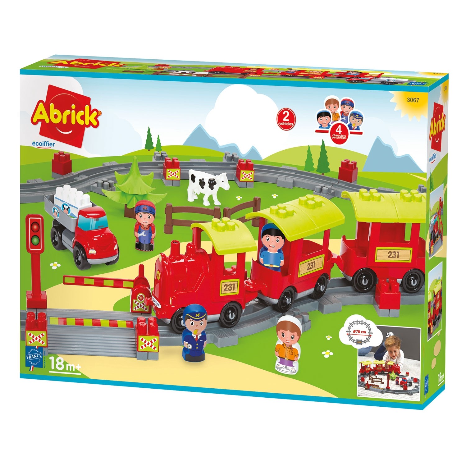 Abrick - Train à vapeur (+ 2 Véhicules & 4 Personnages), ECOIFFIER
