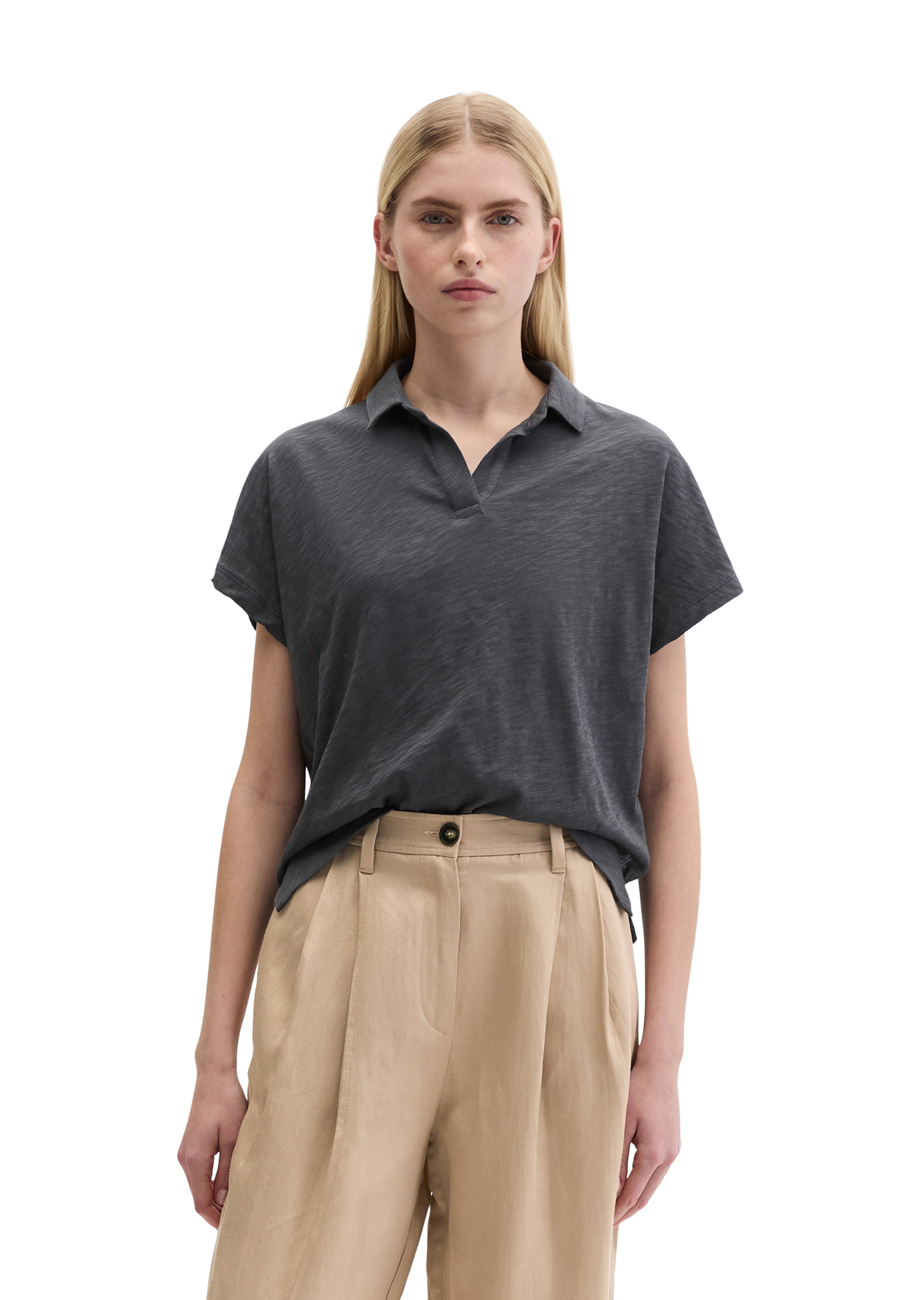 T-shirt style polo regular en jersey slub, MARC O'POLO