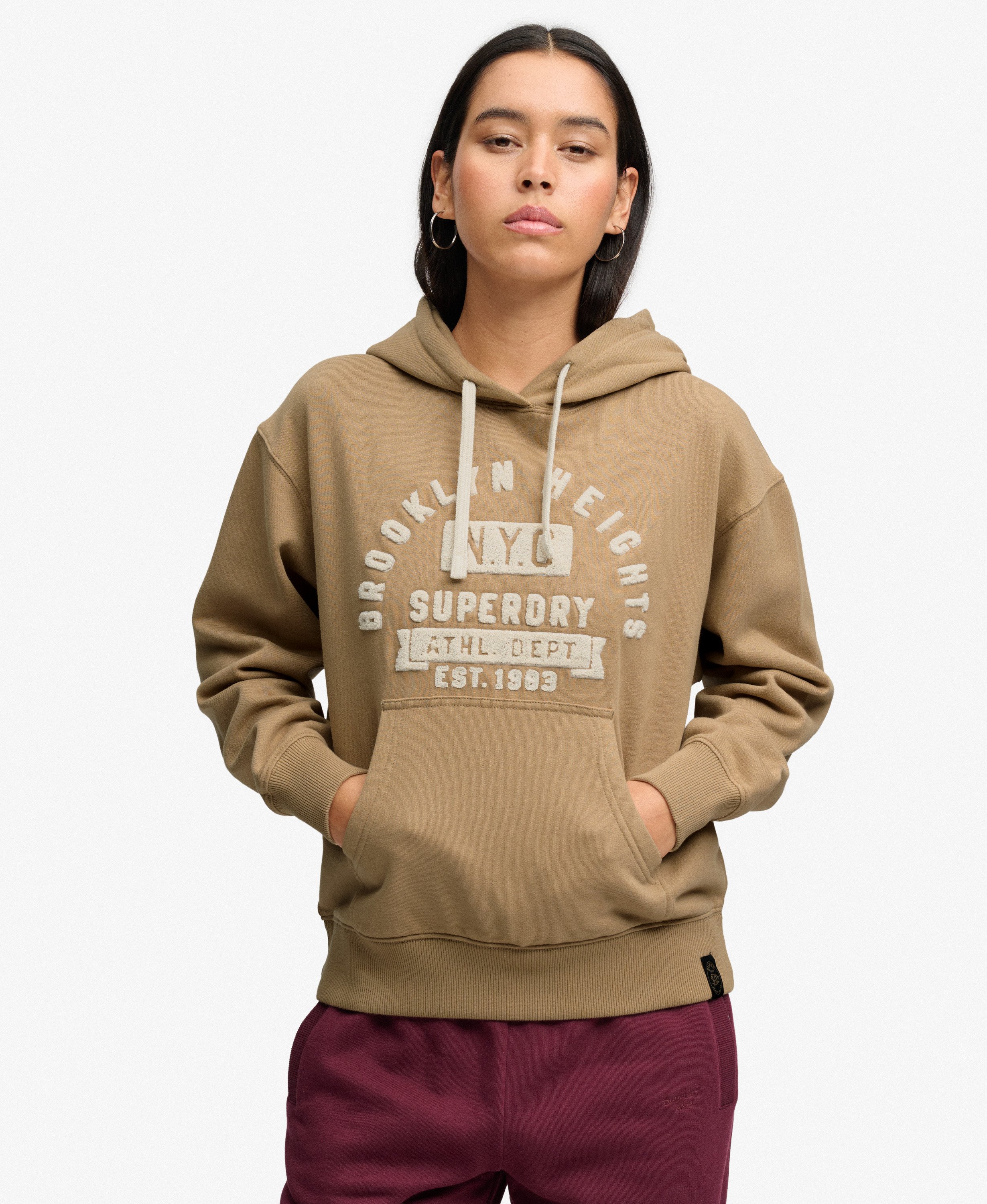 Sweat à capuche Vintage Prep Chenille Coupe Décontractée, SUPERDRY