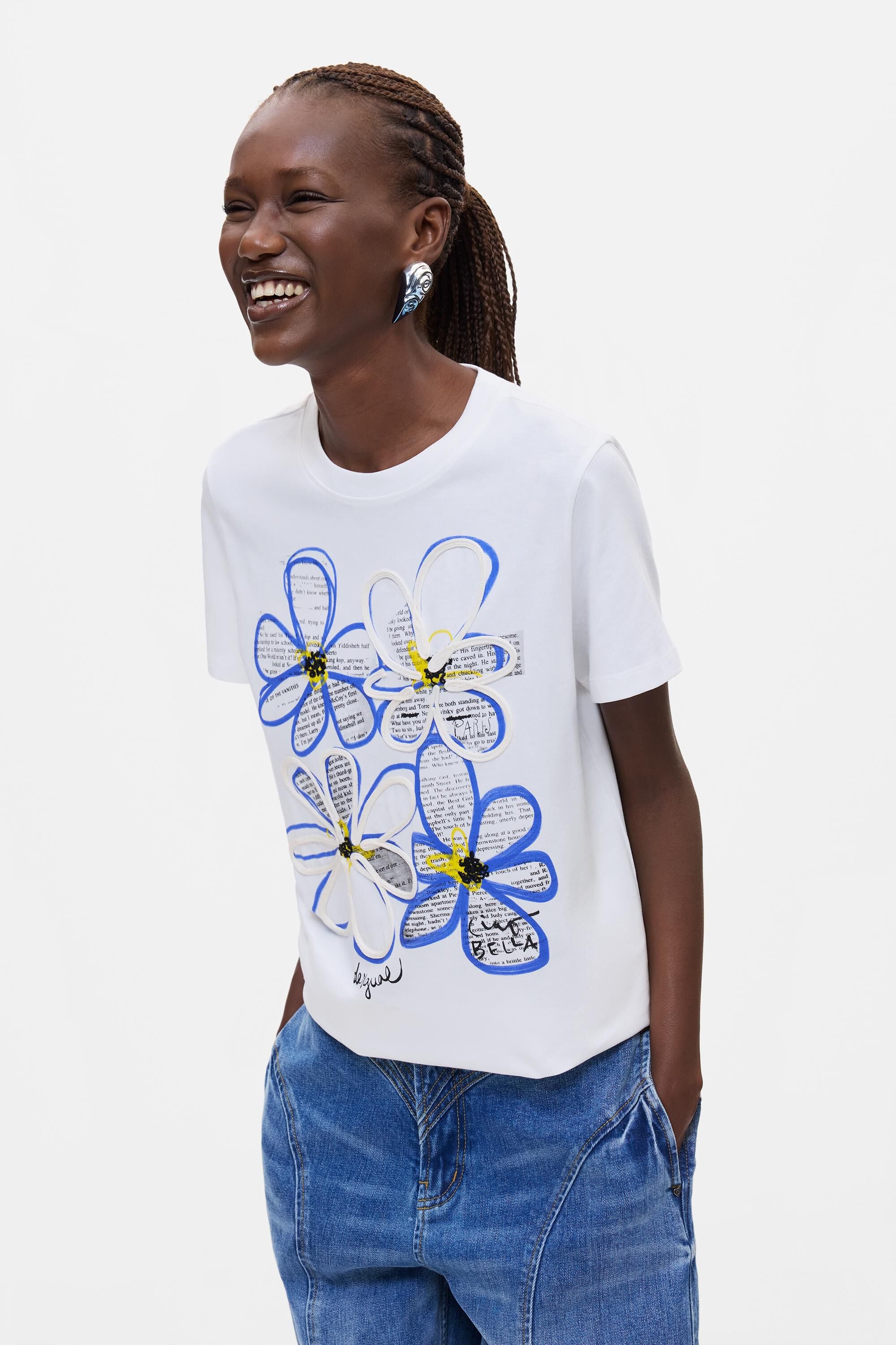 T-shirt imprimé 100 % coton, DESIGUAL
