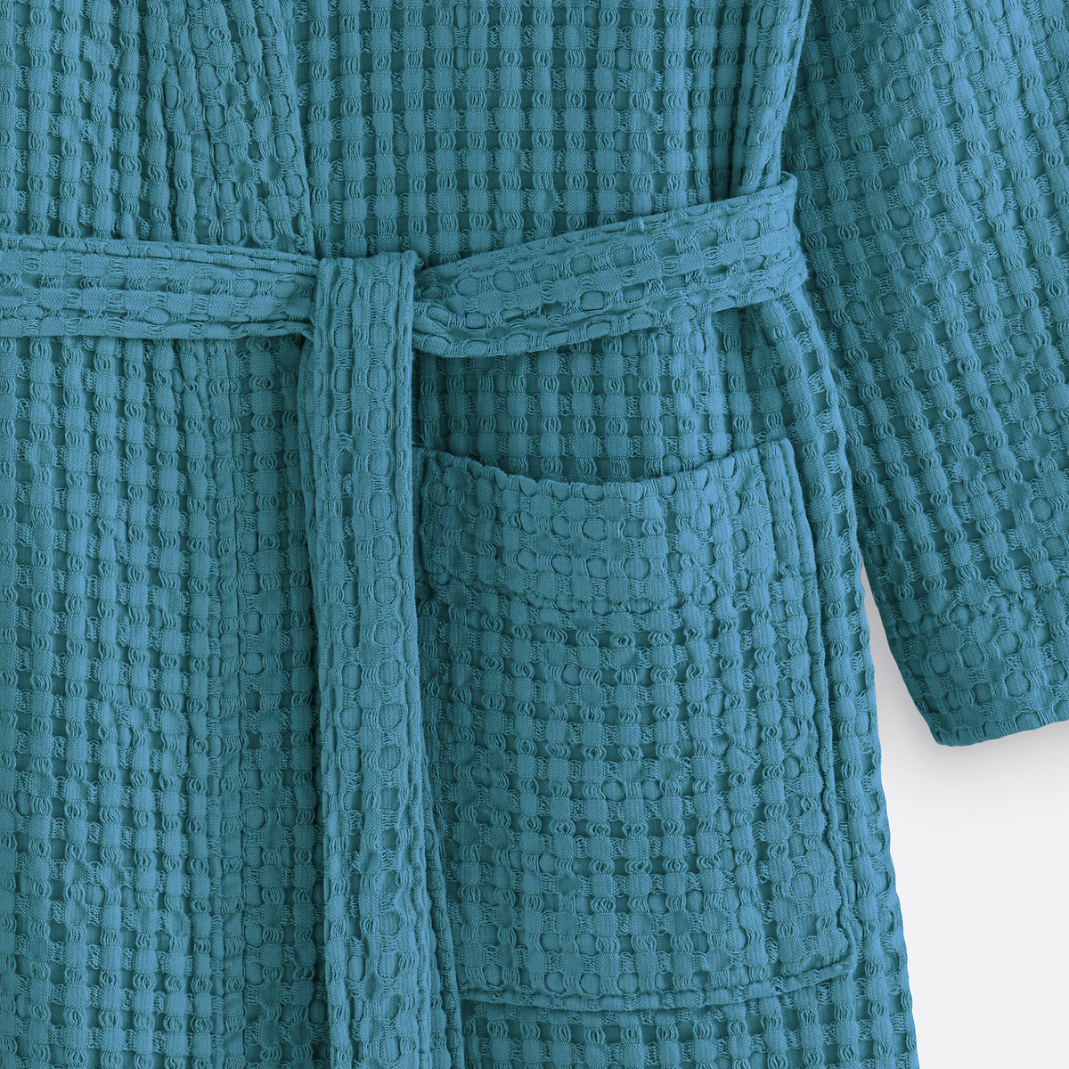 XUEMML Peignoir Enfant Fille 6-15 Ans - Kimono Coton Gaufré à Carreaux Nid D'Abeille