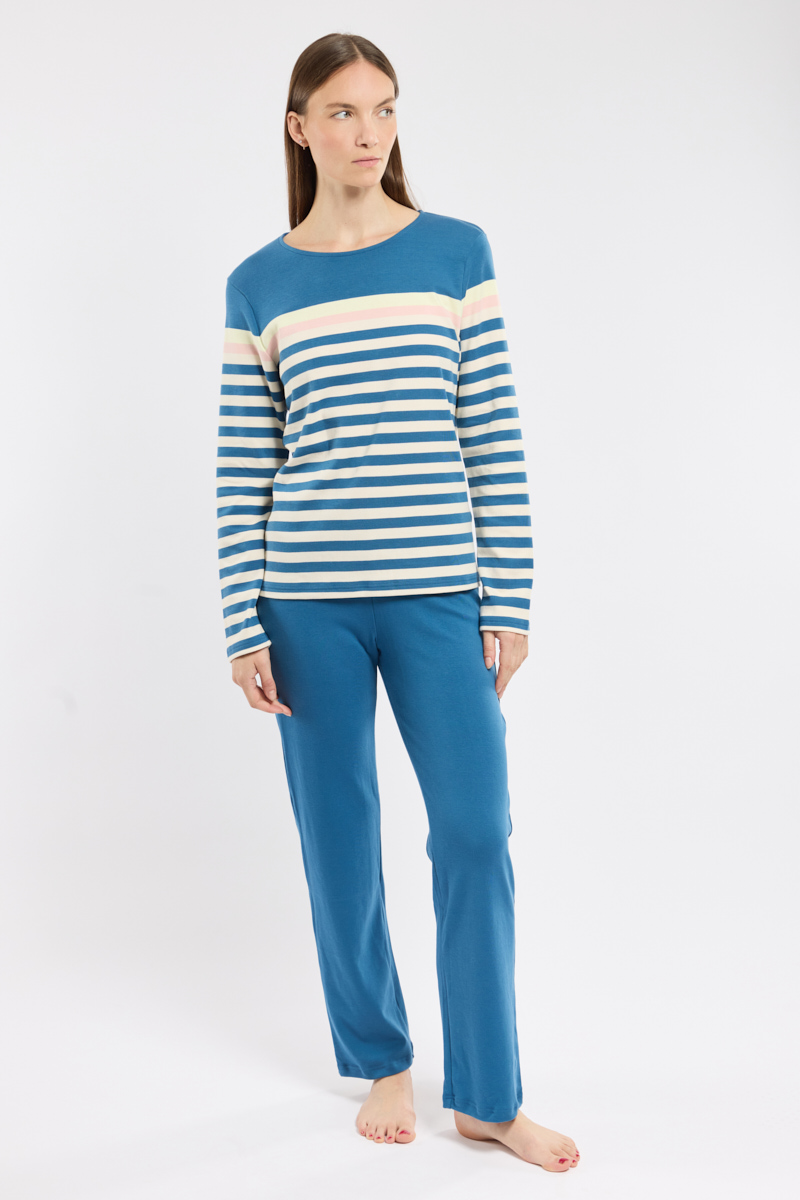Pyjama manches longues rayé en coton, ARMOR-LUX
