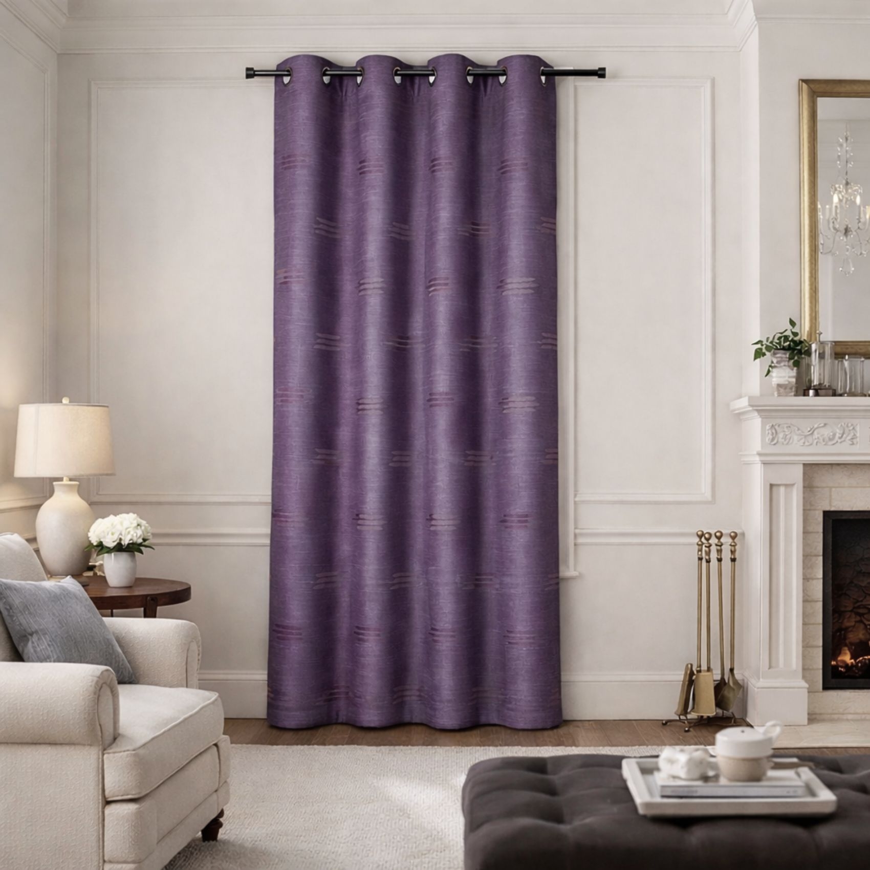 Rideau jacquard à formes géométriques et œillets, HOME MAISON