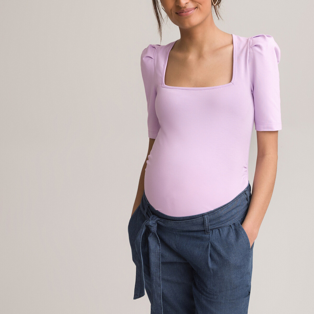 MAXMODA Top Maternité Allaitement Femmes Enceintes Habits Haut Grossesse Manche 3/4 T-Shirt S-XXL
