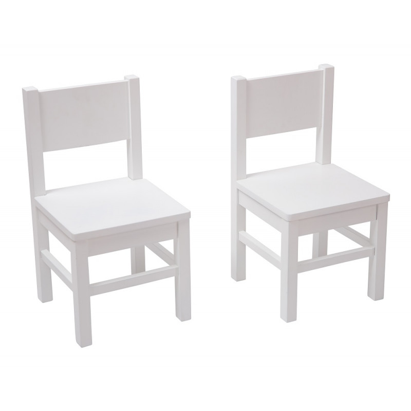 Lot de 2 Chaises Enfant en bois Blanc 4-7 ans, PIOUPIOU ET MERVEILLES