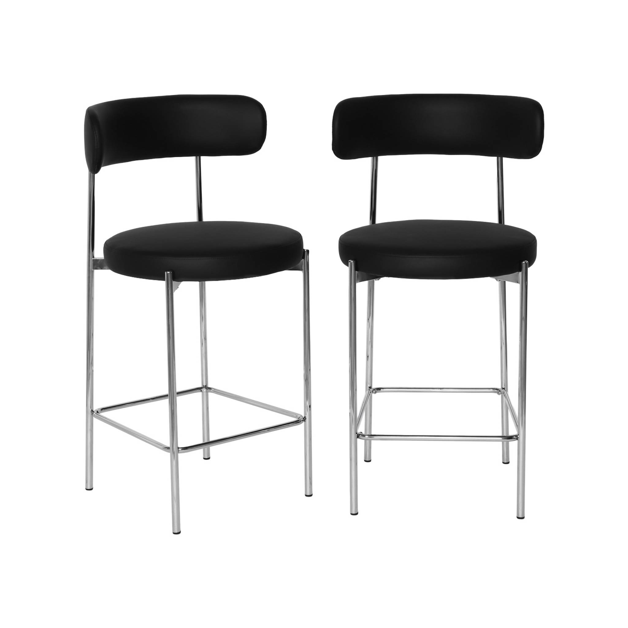 Tabouret de bar vintage acier chromé et simili cuir 67cm (lot de 2) LOLA, SWEEEK