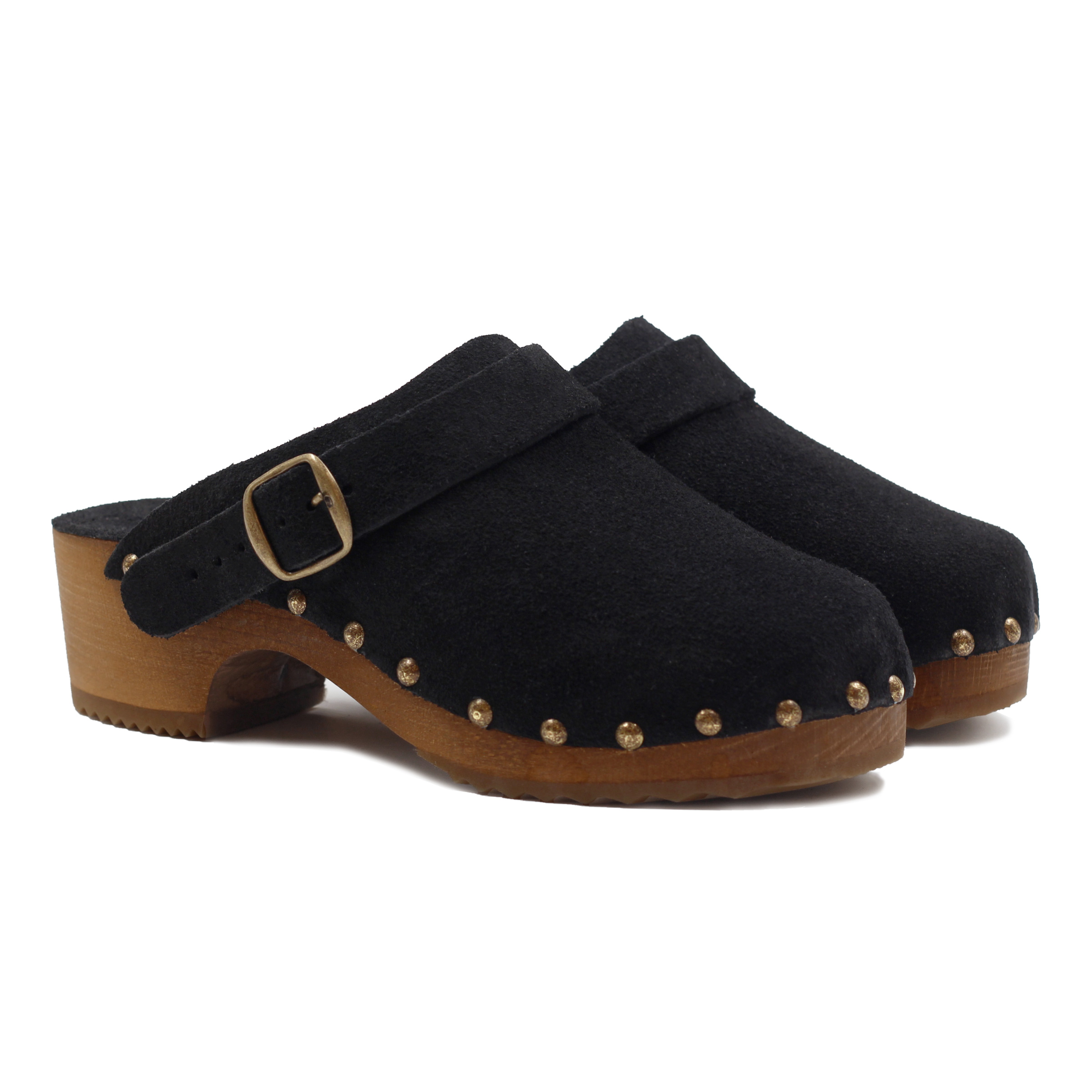 Sabots bois brides cuir daim, JULES & JENN