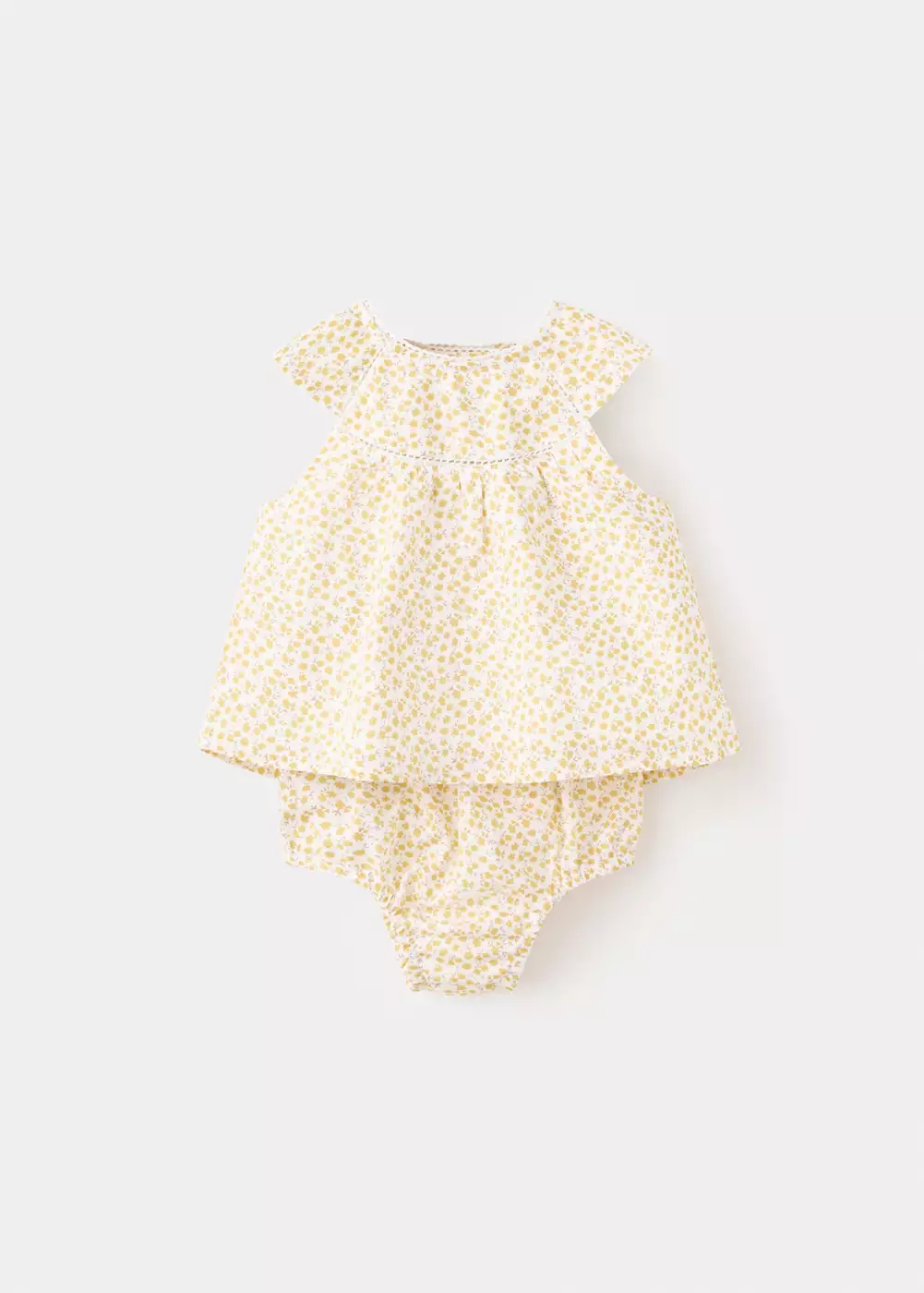 Robe et culotte coton imprimé à fleurs, MANGO BABY