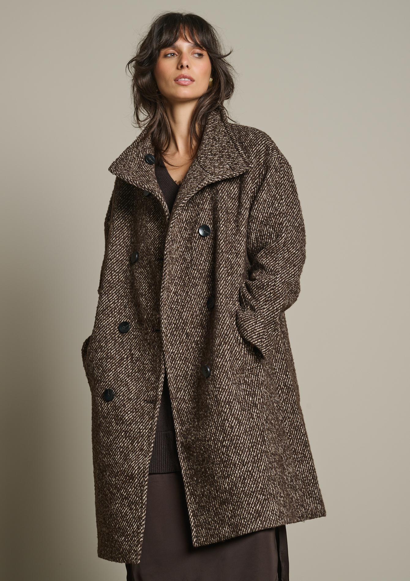 Manteau texturé croisé, LOLALIZA