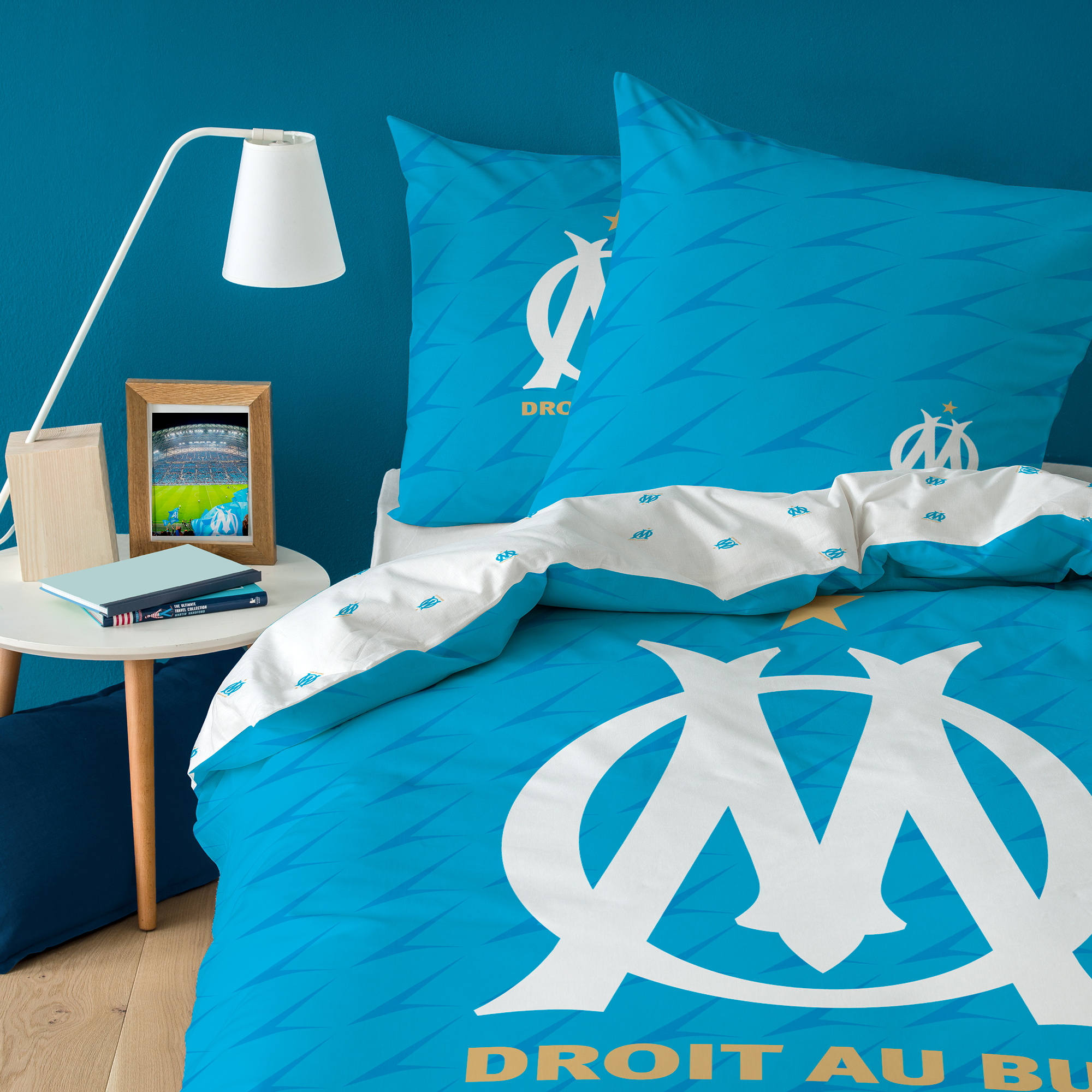 Parure de lit imprimée 100% coton, OM VOILURE, OLYMPIQUE DE MARSEILLE