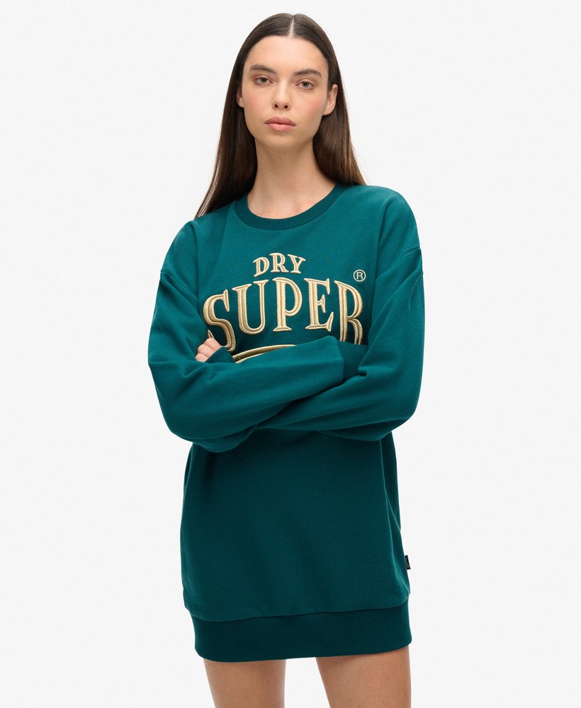 Robe-sweat à logo métallisé Luxe, SUPERDRY