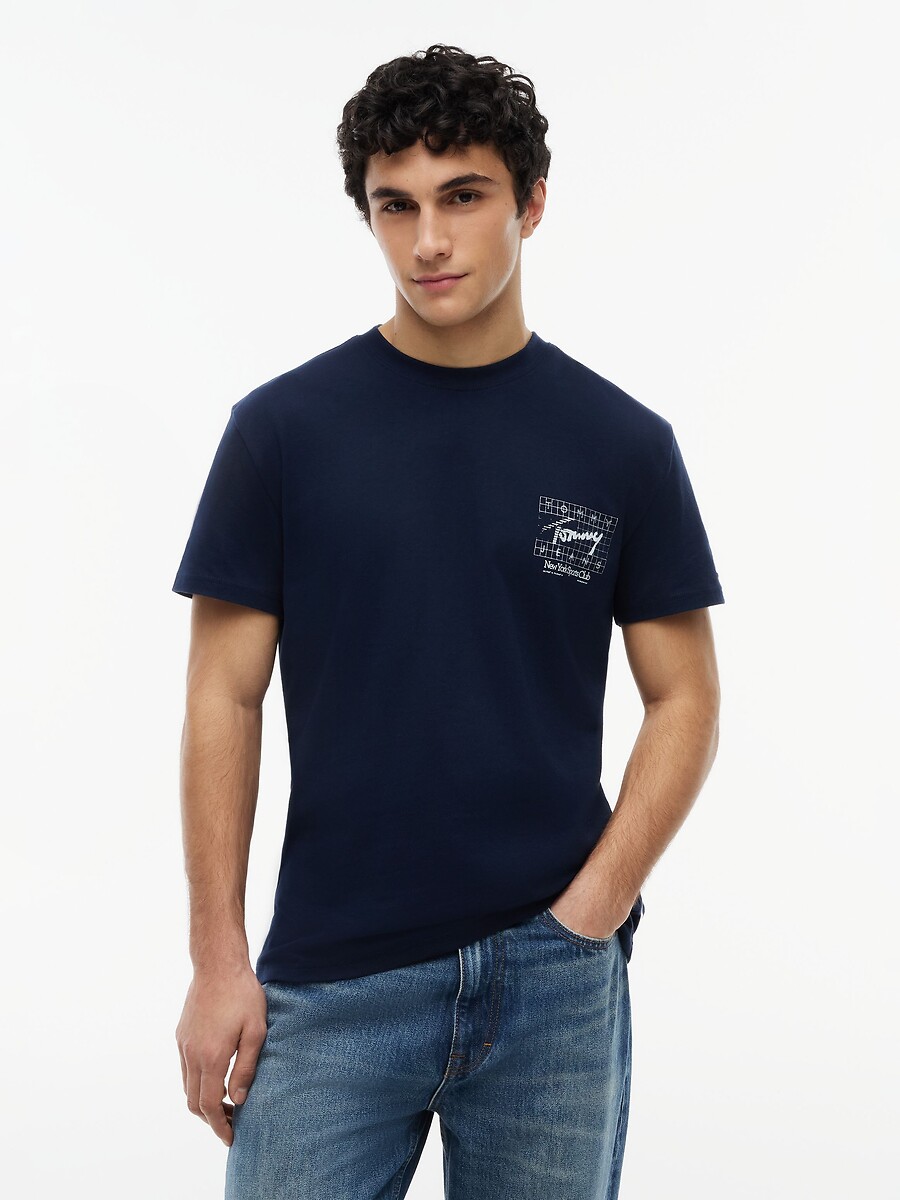 T-shirt manches courtes logo drapeau, TOMMY JEANS