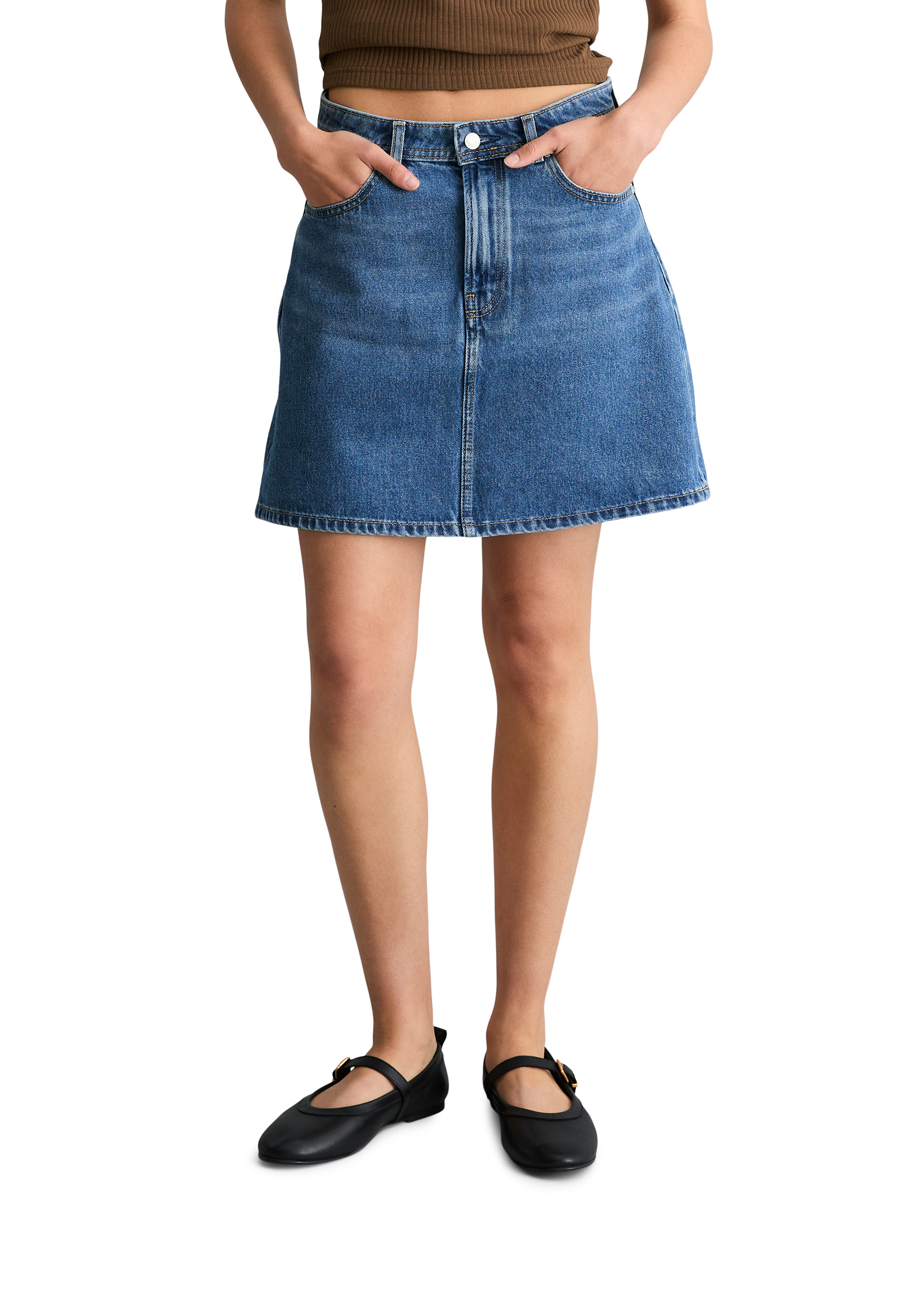 Mini-jupe en jean regular en denim rigide, MARC O’POLO DENIM