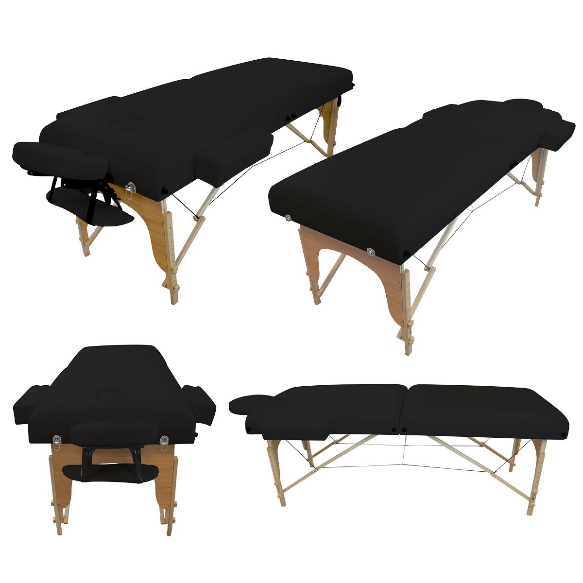 Accessoires et housse de transport Vivezen ® Table de massage pliante 2 zones en bois avec panneau Reiki 10 coloris Norme CE