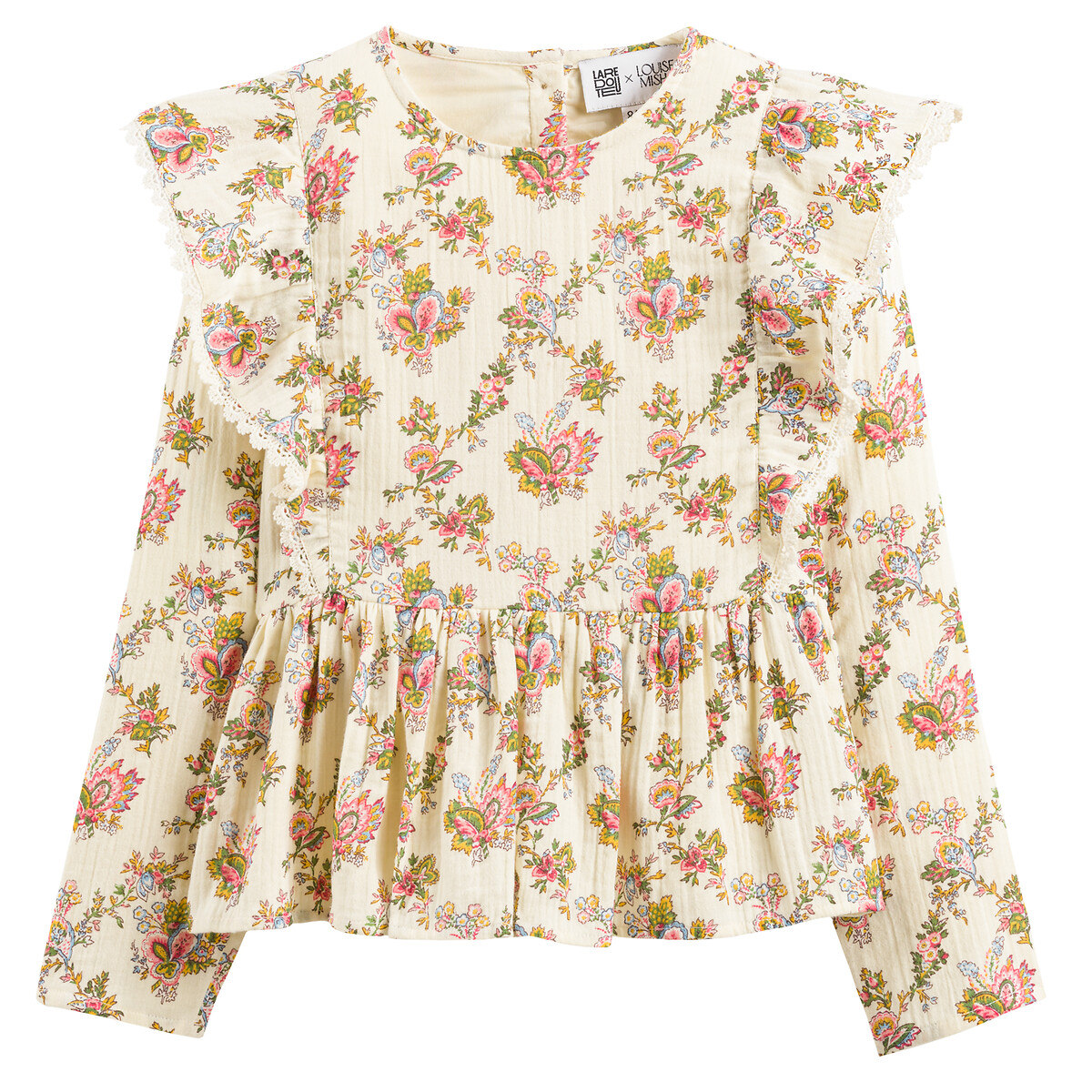 Double Cotton Muslin Blouse in Floral Print with Long Sleeves