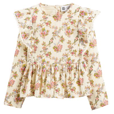 Double Cotton Muslin Blouse in Floral Print with Long Sleeves LOUISE MISHA X LA REDOUTE
