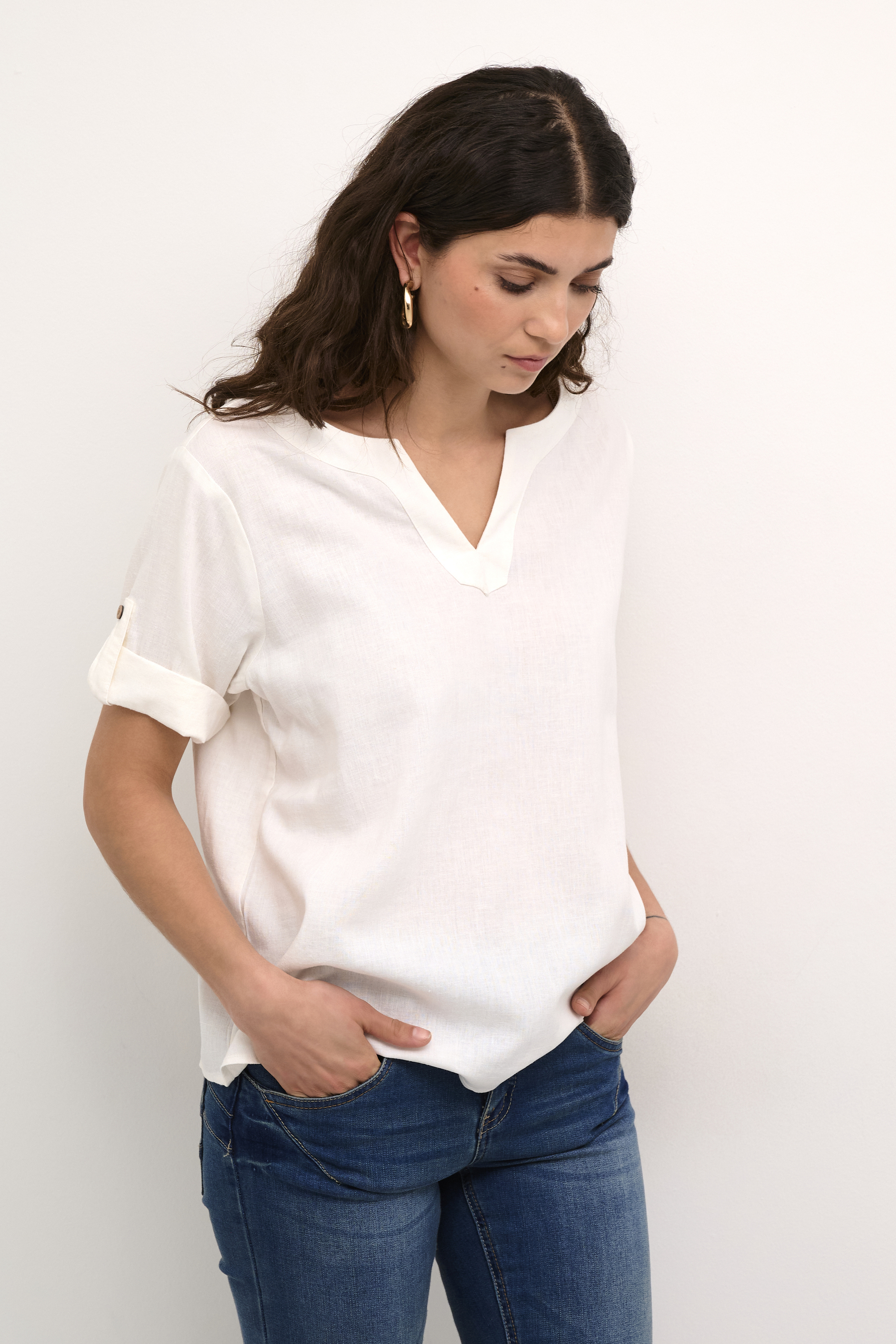 Blouse à manches courtes, CREAM