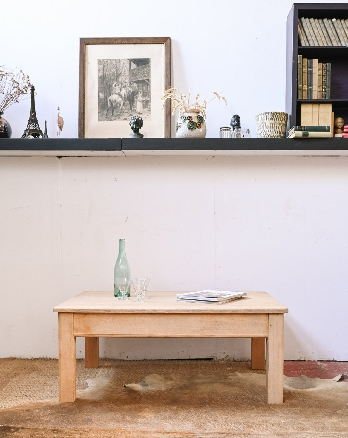 Table basse campagne en bois clair Léonie N°1159 - Bon état, DEBONGOUT
