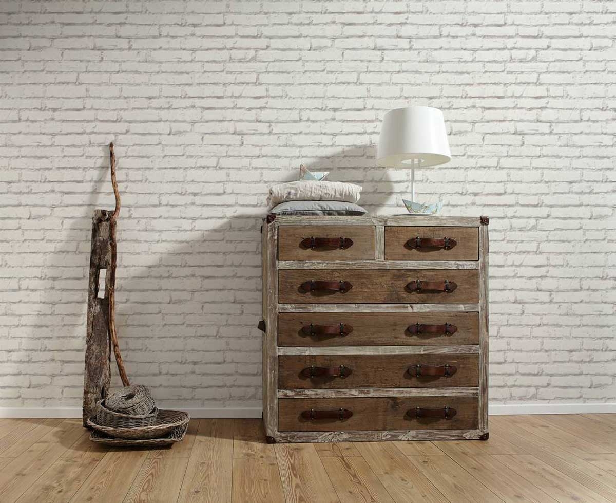 Papier Peint "Briques Blanches", HOME MAISON
