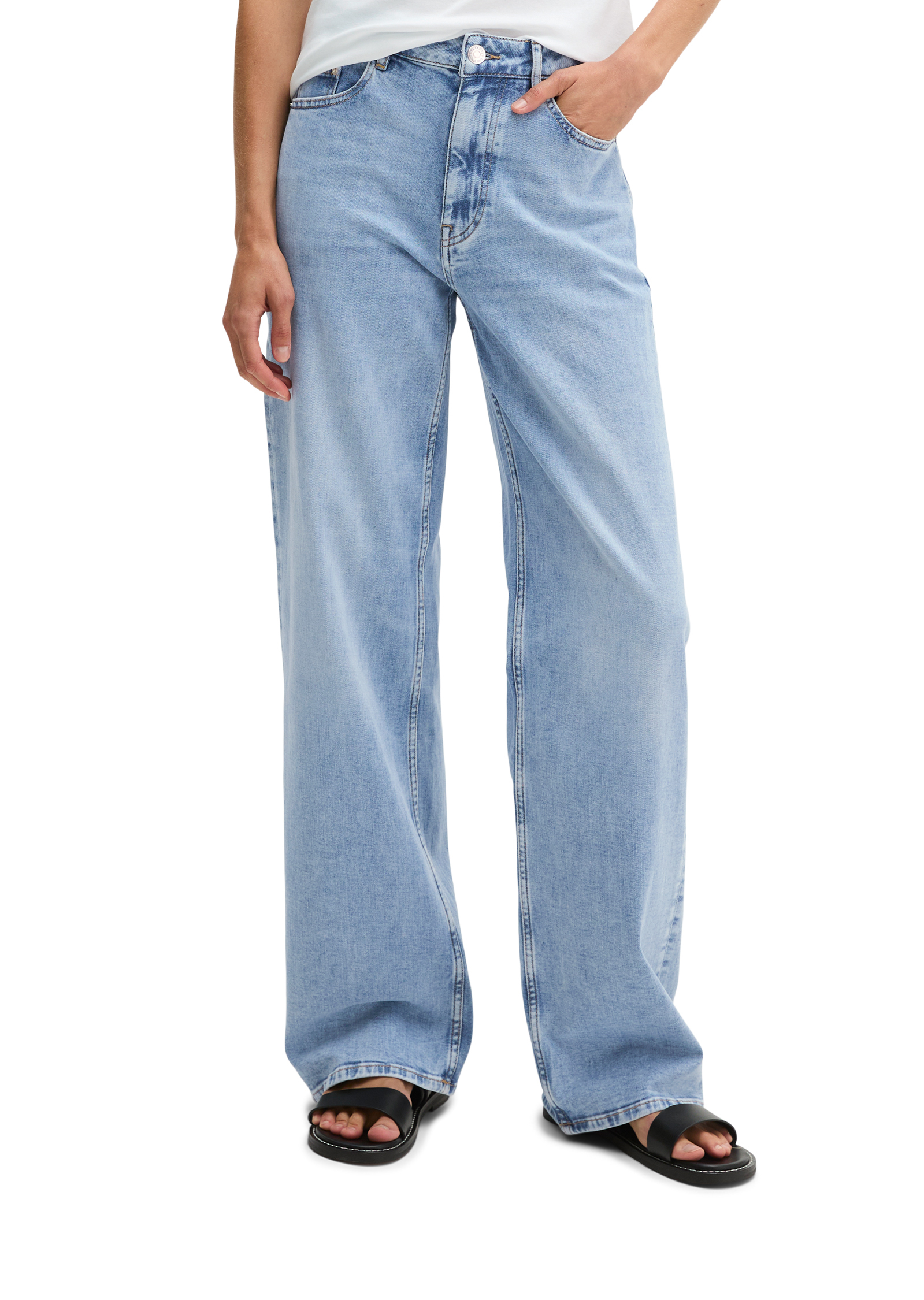 Jeans à jambes larges en denim Cashmere Touch, MARC O'POLO