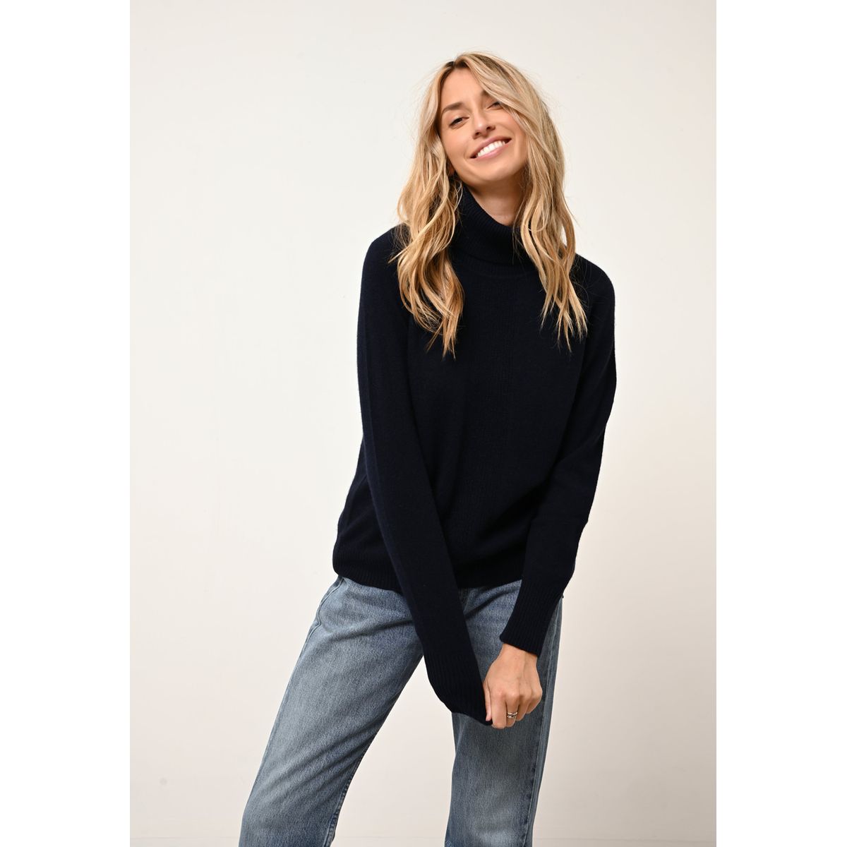 Pull col roulé discount noir femme cachemire