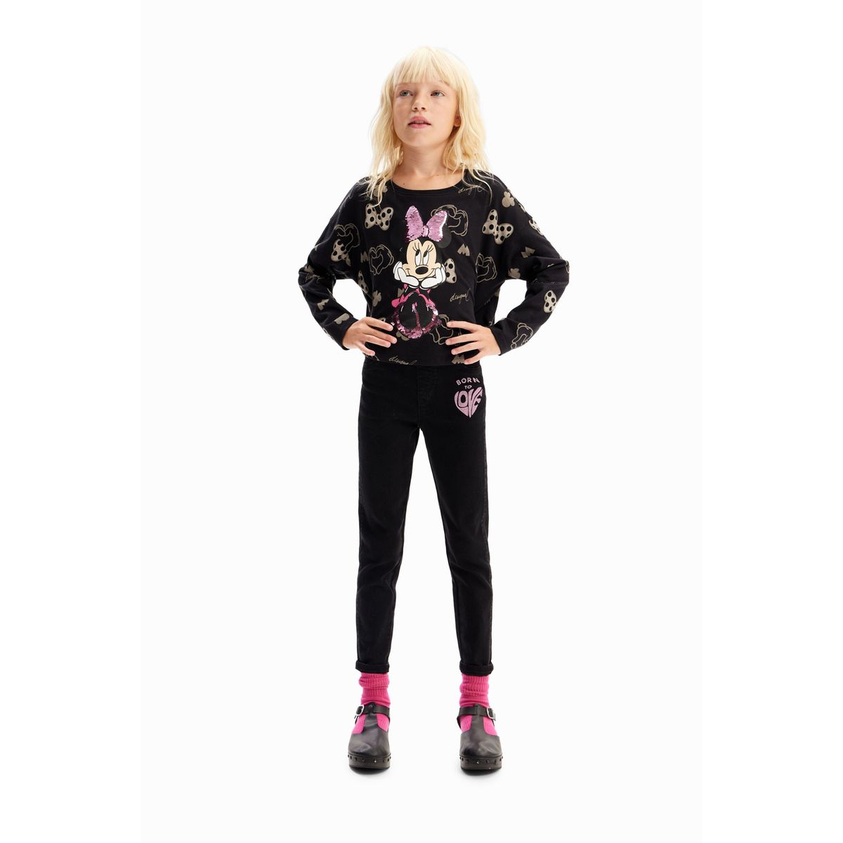 T shirt minnie mouse paillettes noir Desigual La Redoute