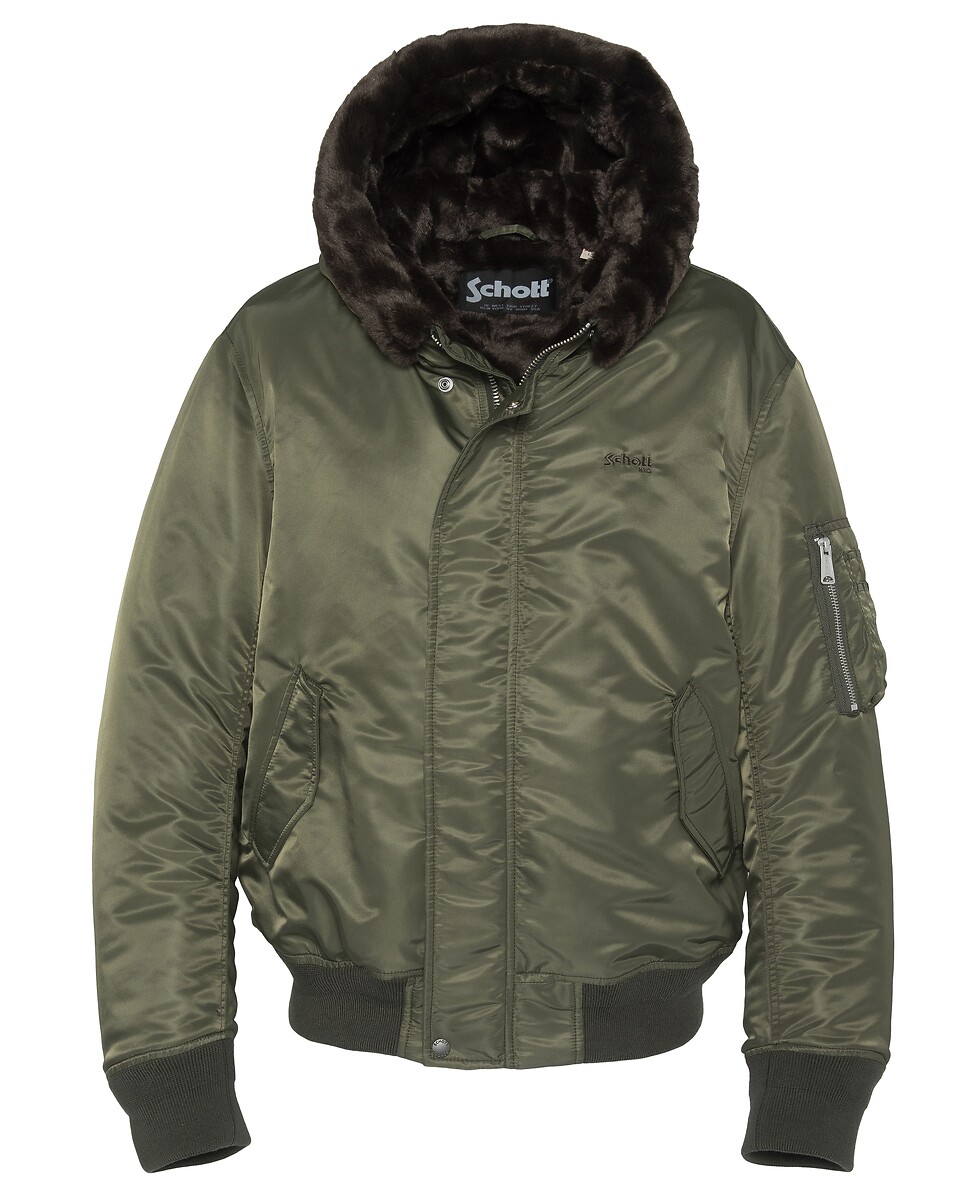 Bomber unisexe, à capuche, AIVEWOOD, SCHOTT