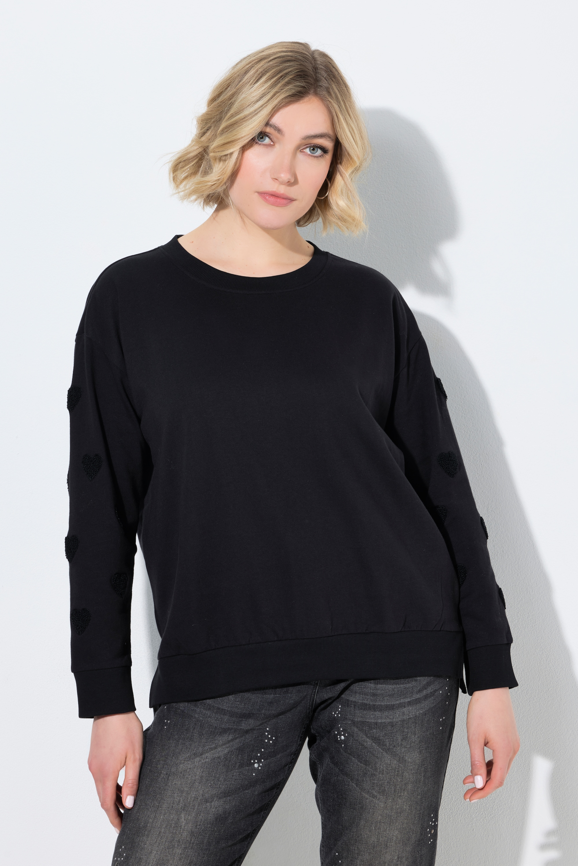 Sweat-shirt avec cœurs brodés, ULLA POPKEN