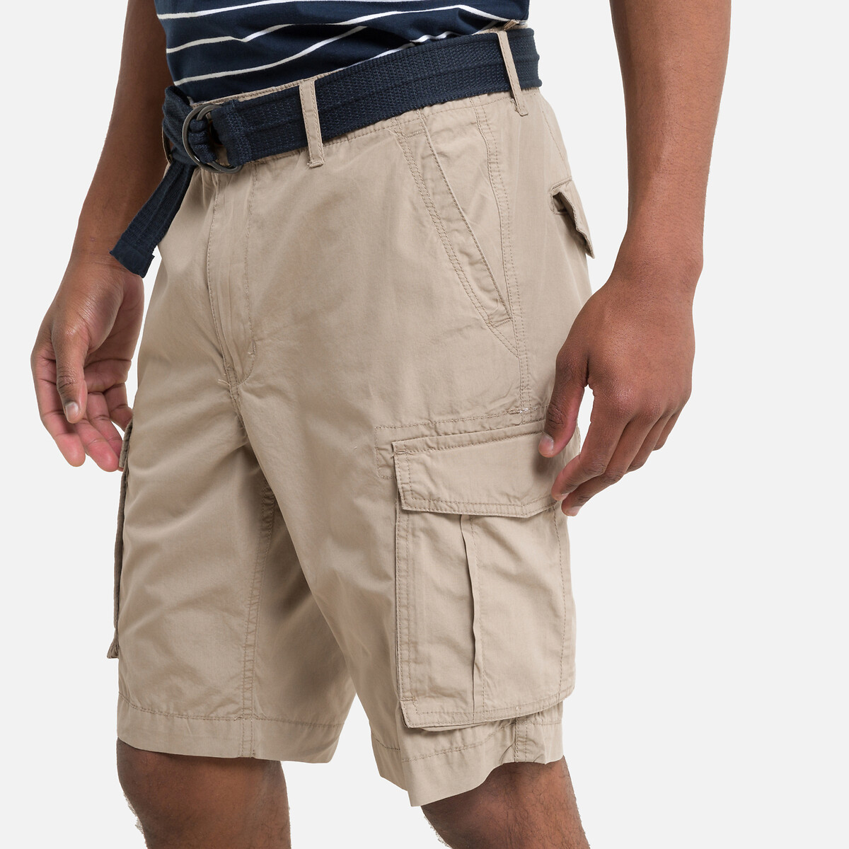 Cotton straight cargo shorts with belt Petrol Industries | La Redoute