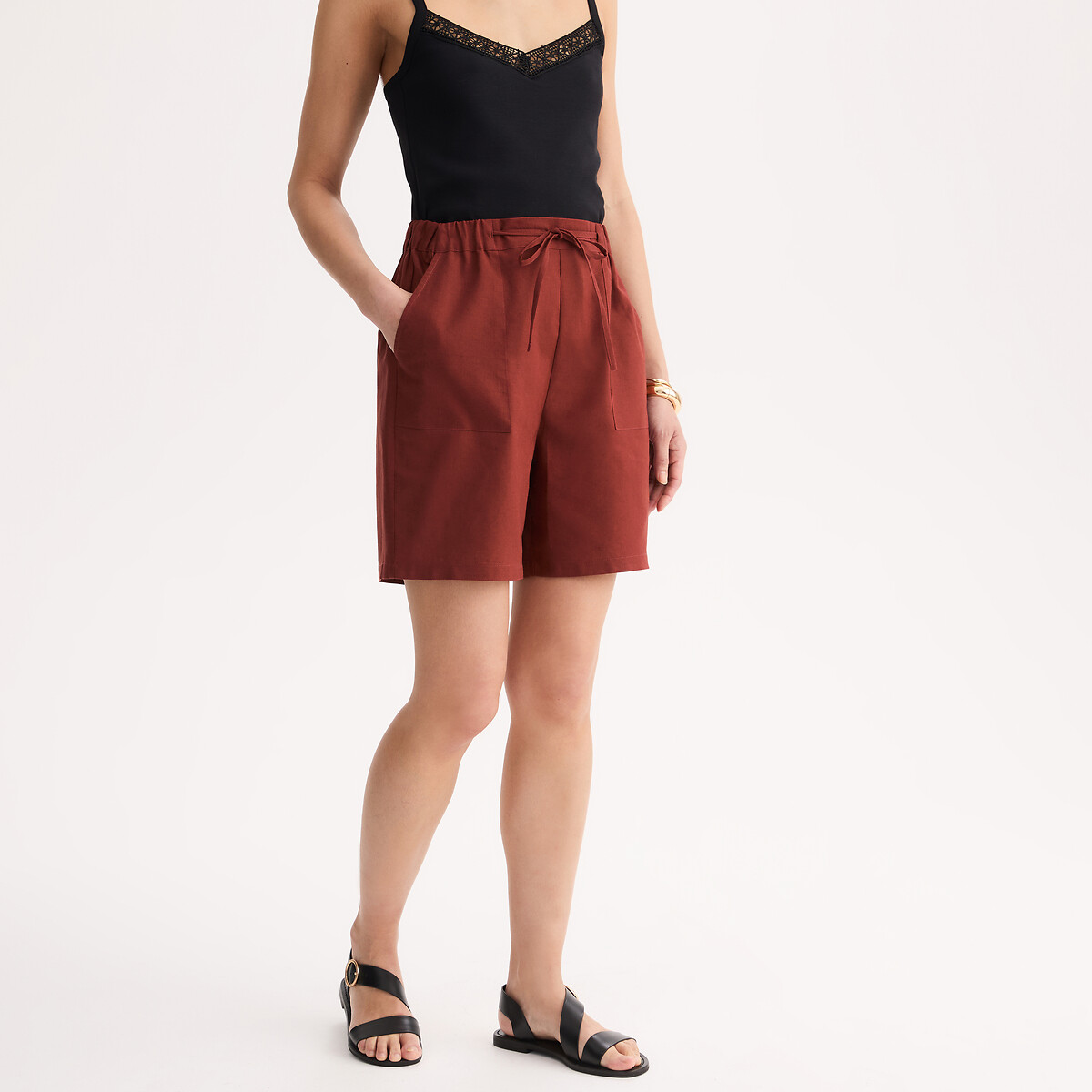 Short lin et coton, semi-élastiqué, ANNE WEYBURN