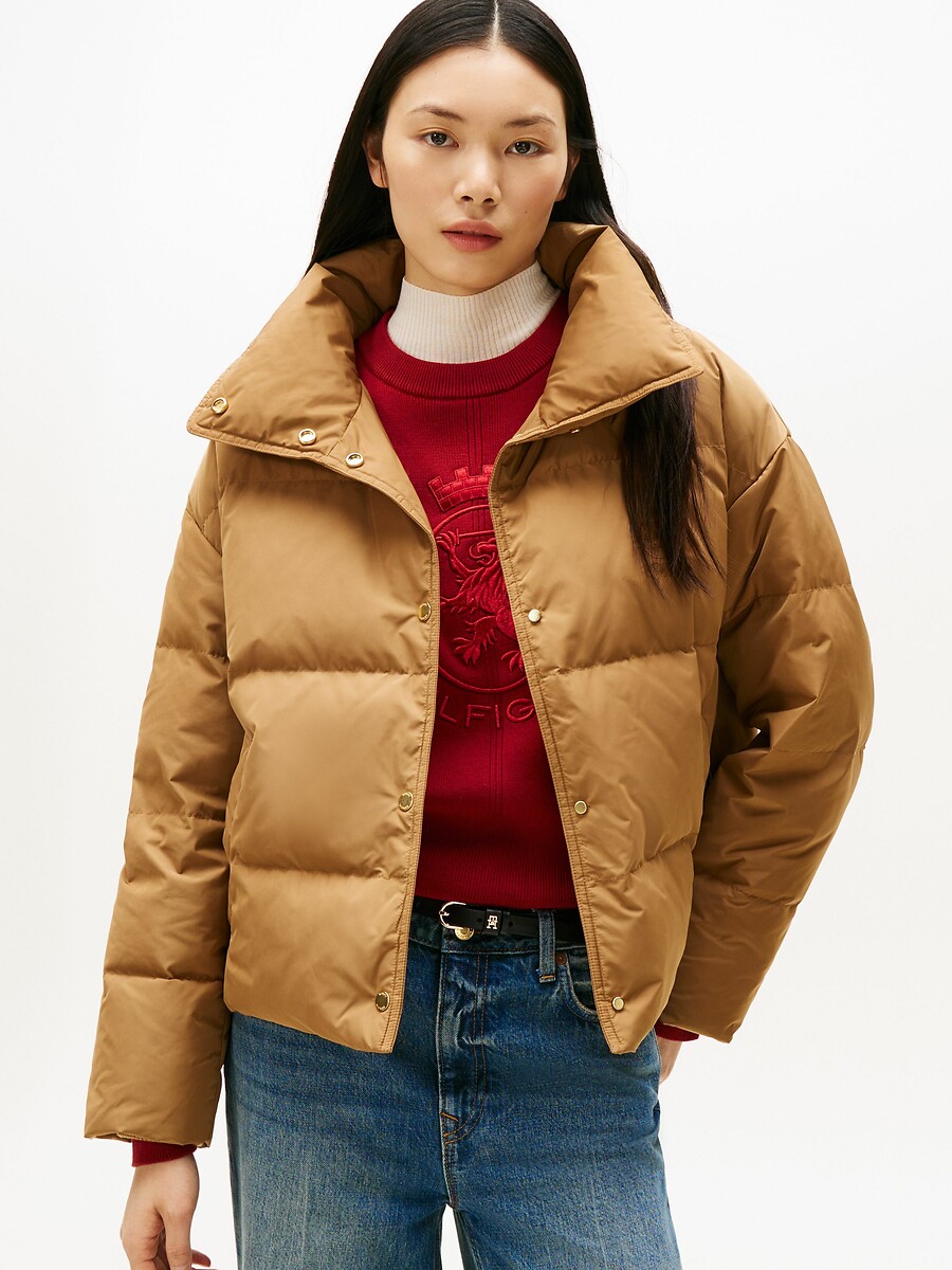 Short Padded Jacket with High Neck, TOMMY HILFIGER