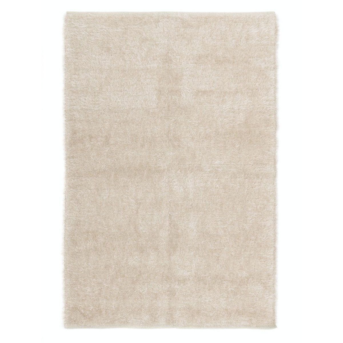 Tapis De Salon Shaggy 140 X 200cm Uni Beige Descente de lit Tapis