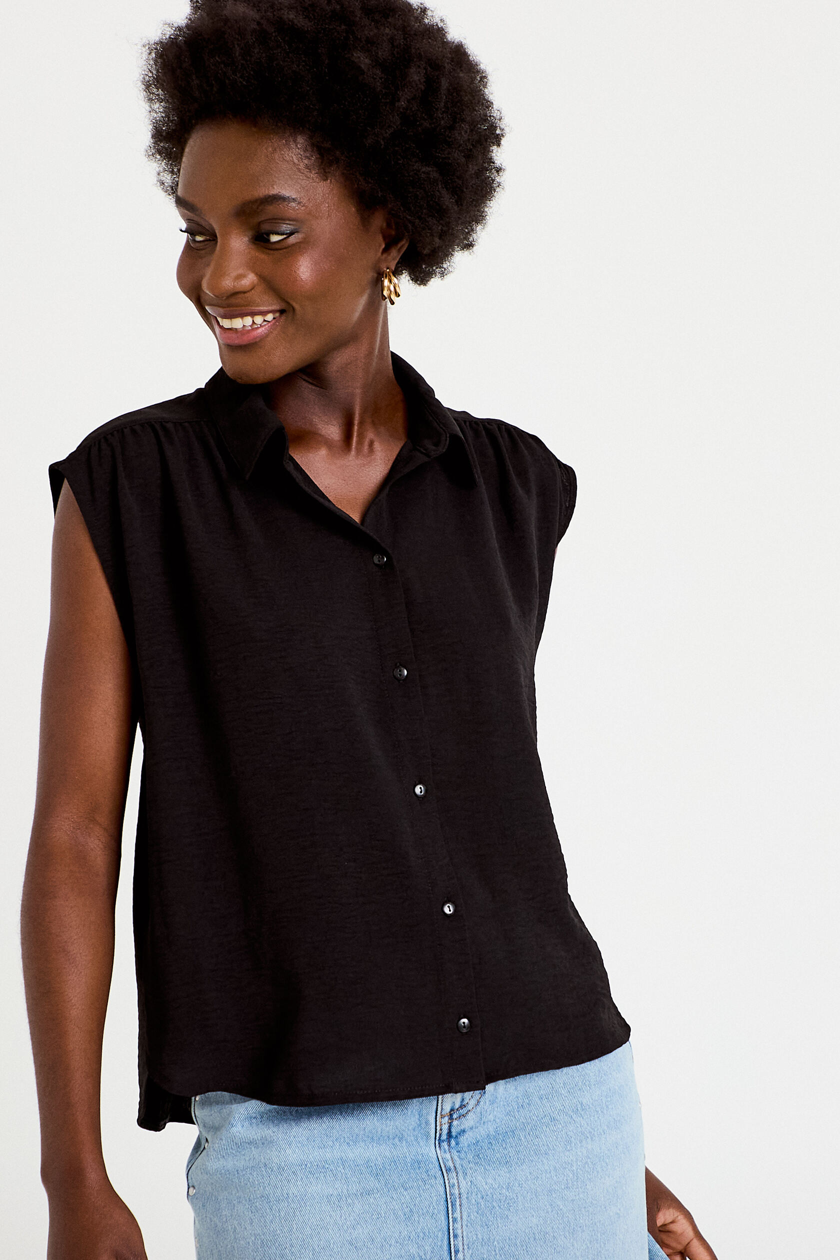 Chemise ample sans manches plissée, CACHE CACHE