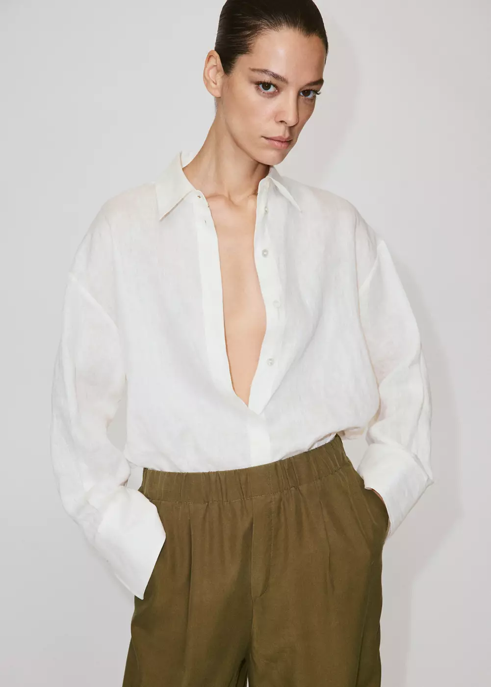 Pantalon lyocell bouffant, MANGO