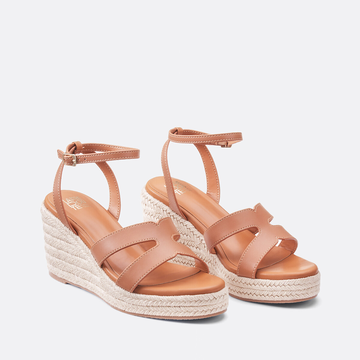 Leather Wedge Heel Espadrilles, LA REDOUTE COLLECTIONS