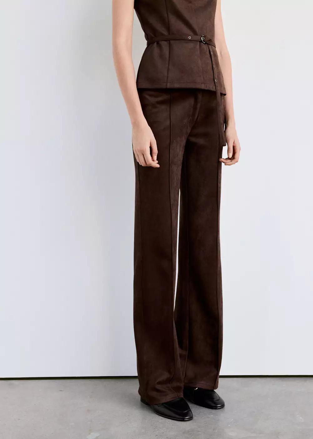Pantalon suédine coutures, MANGO