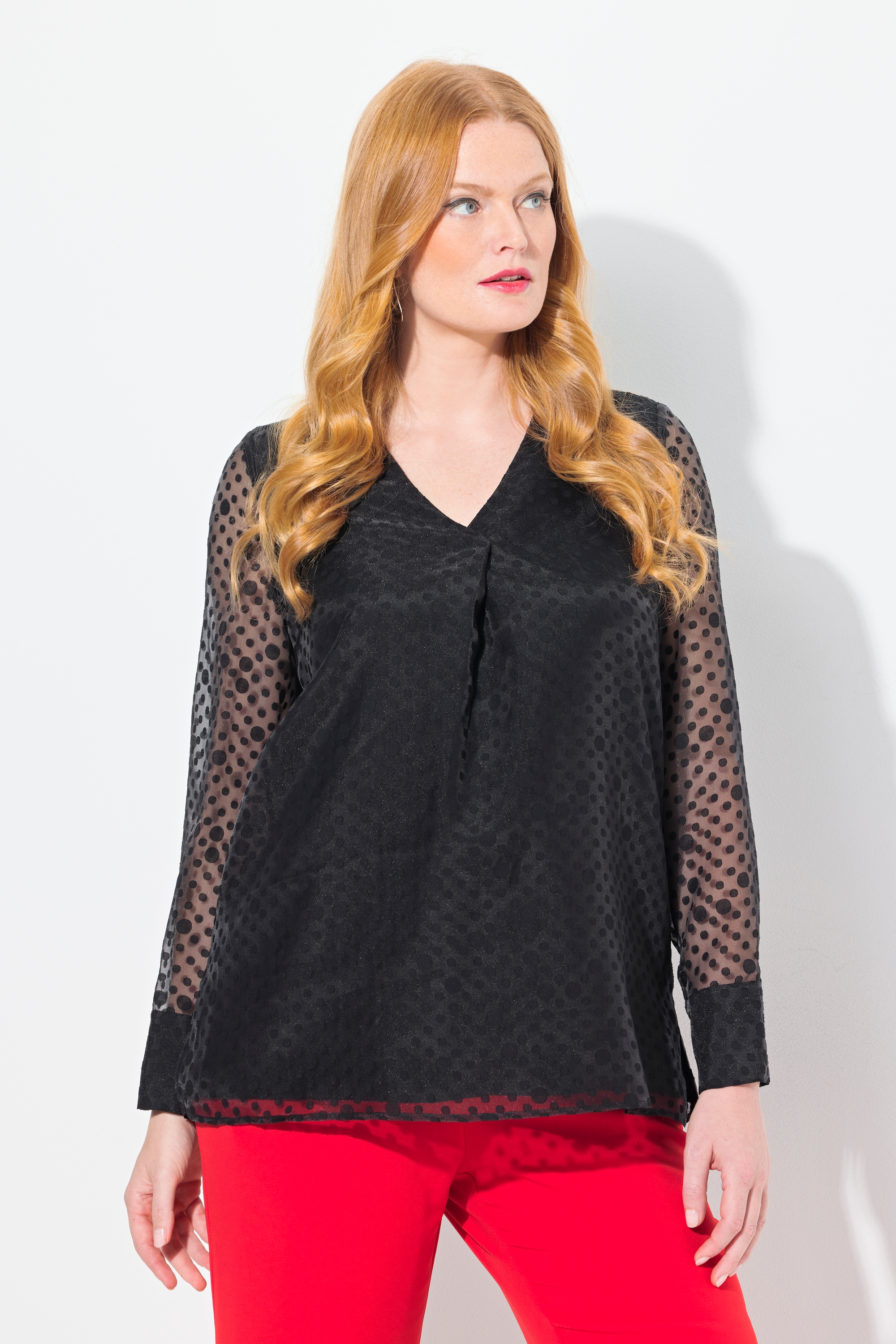 Blouse doublée, imprimé à pois, ULLA POPKEN