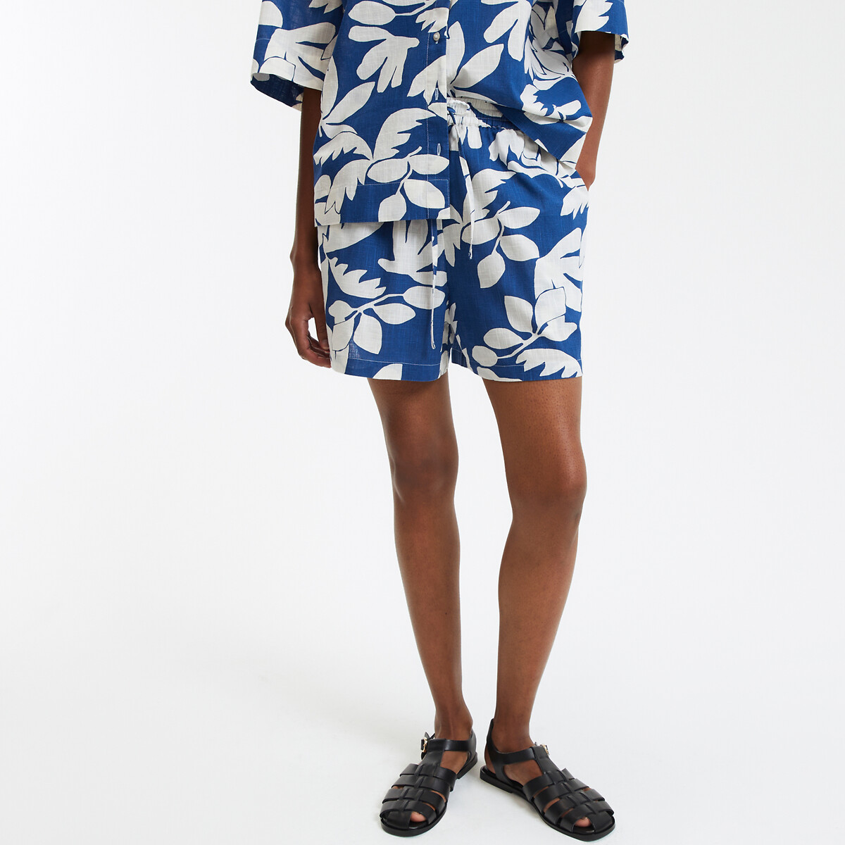 Bedrukte short met elastische taille