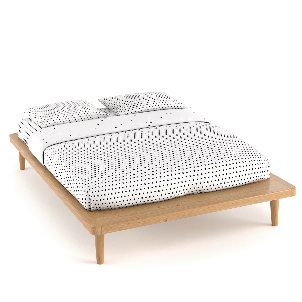 Jimi Solid Pine Platform Bed Oak, Full Size Pine Wood Platform Bed Frame