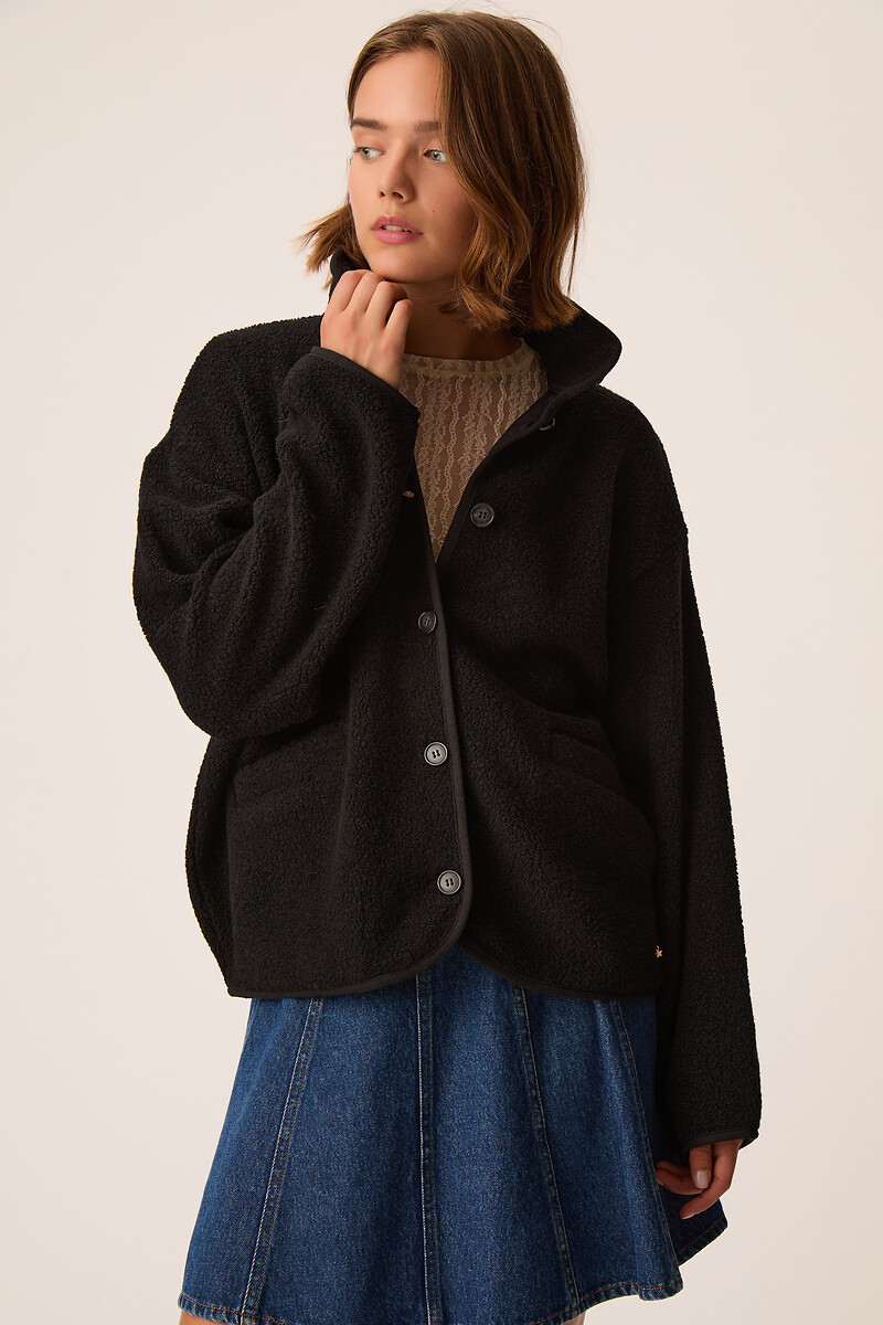 Jasje van bouclé-tricot, opstaande kraag, ZLAVINA, DES PETITS HAUTS