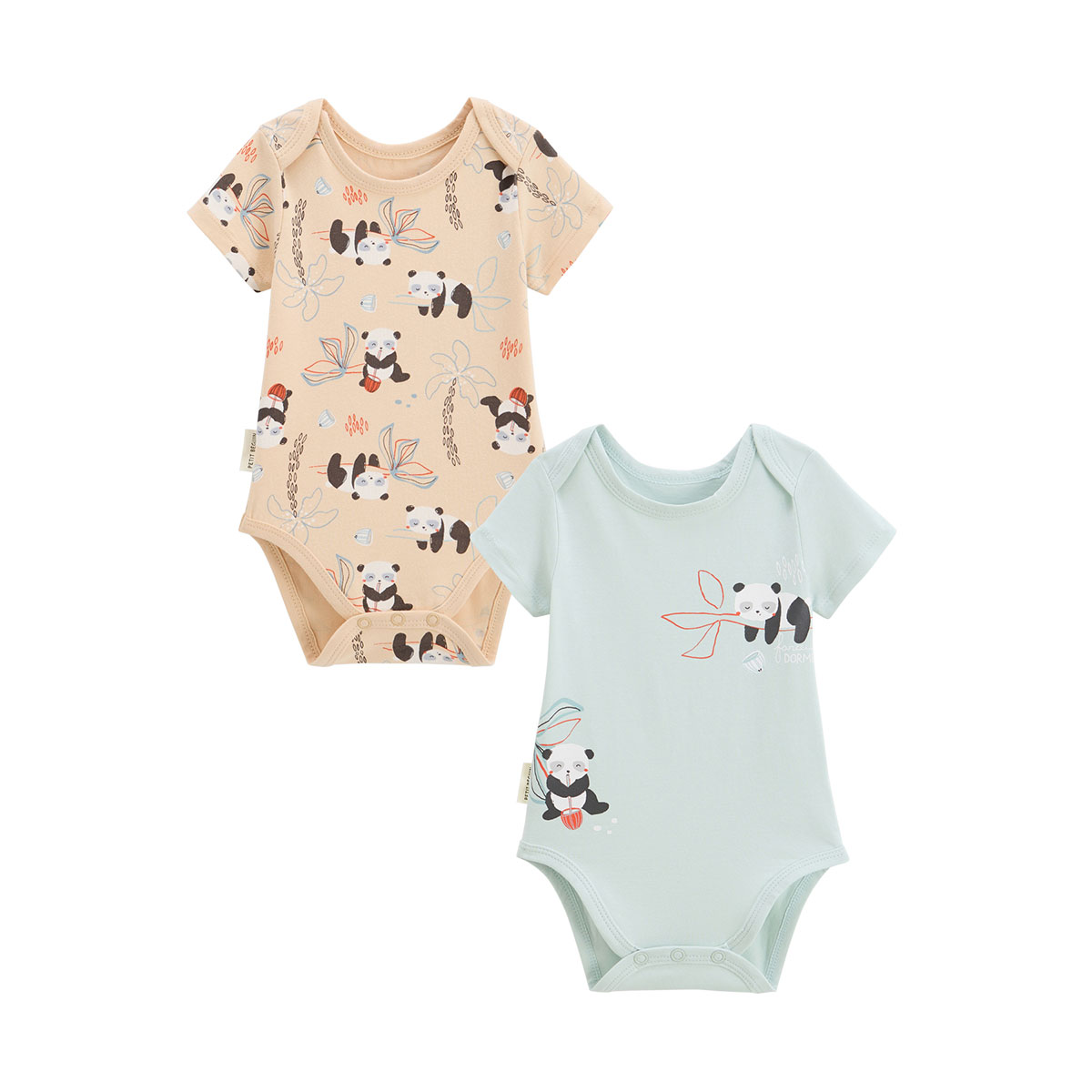 Lot de 2 bodies bébé manches courtes Bento, PETIT BEGUIN