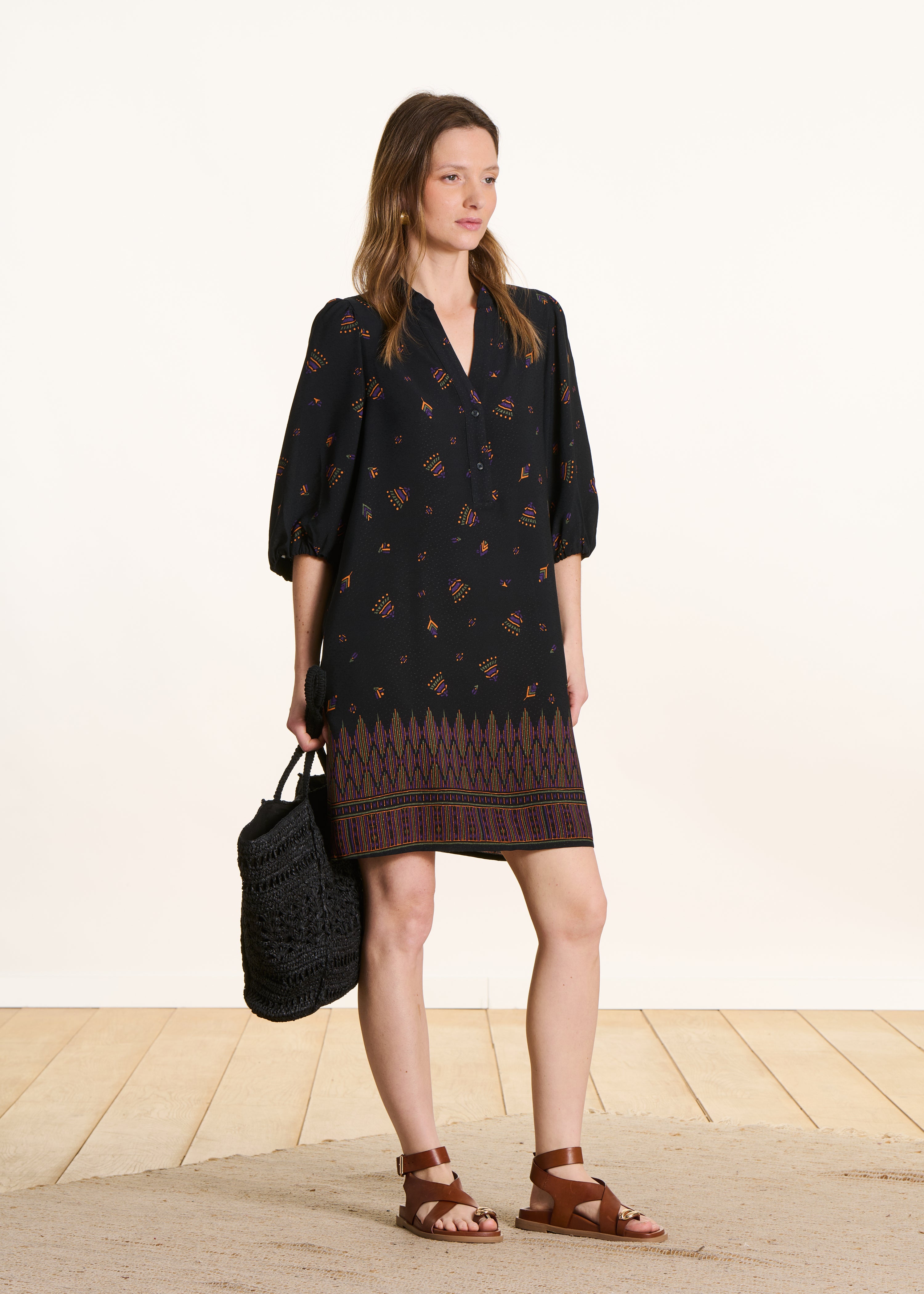 Robe courte ample à imprimé, LA FEE MARABOUTEE