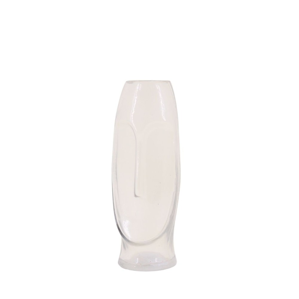 Vase forme visage en verre, H24cm, ORNAMI