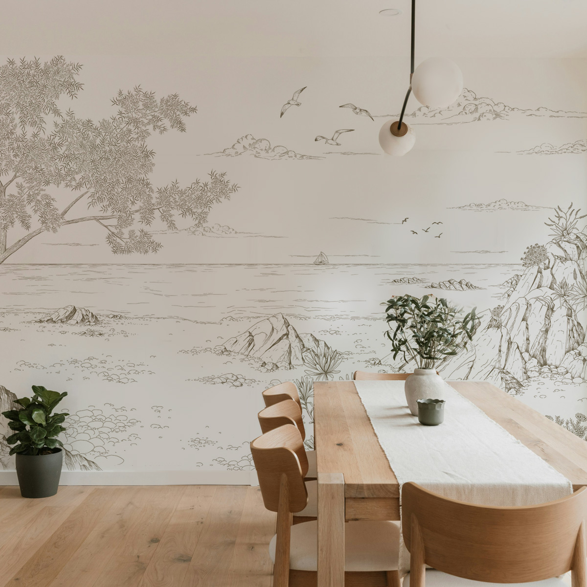 Papier peint La crique Méditerranéenne, Beige 450 x 250cm, ACTE DECO