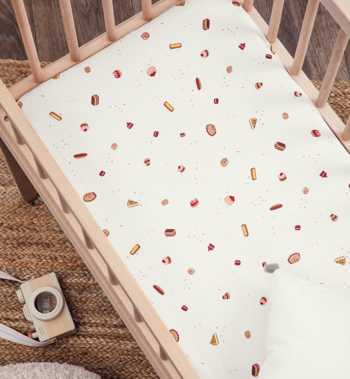 Drap housse berceau en coton bio, GOURMANDISES, KADOLIS