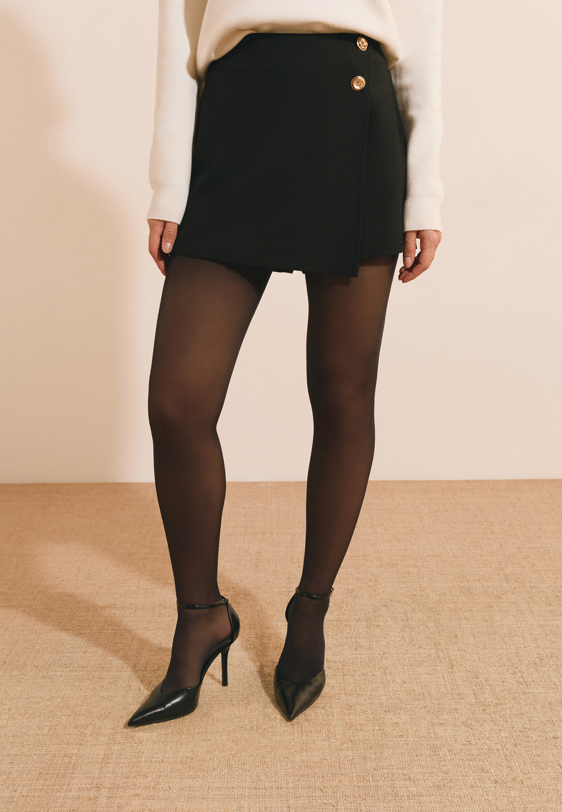 Jupe-short à boutons dorés ITHO, ETAM